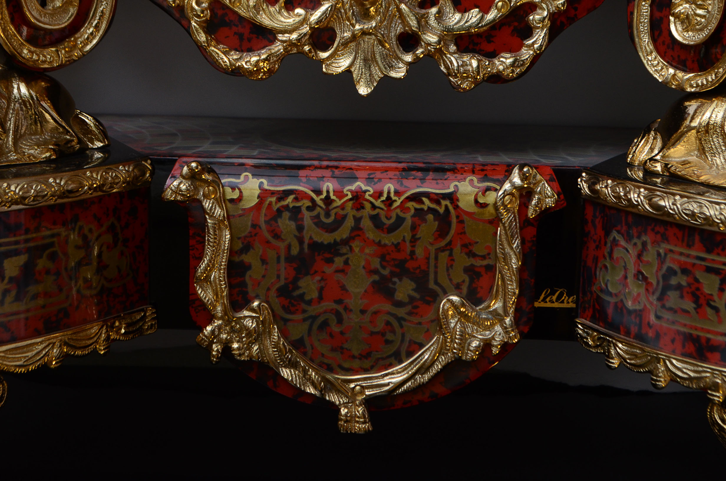 Italian Le Ore 24kt Gold Plate Clock and Table