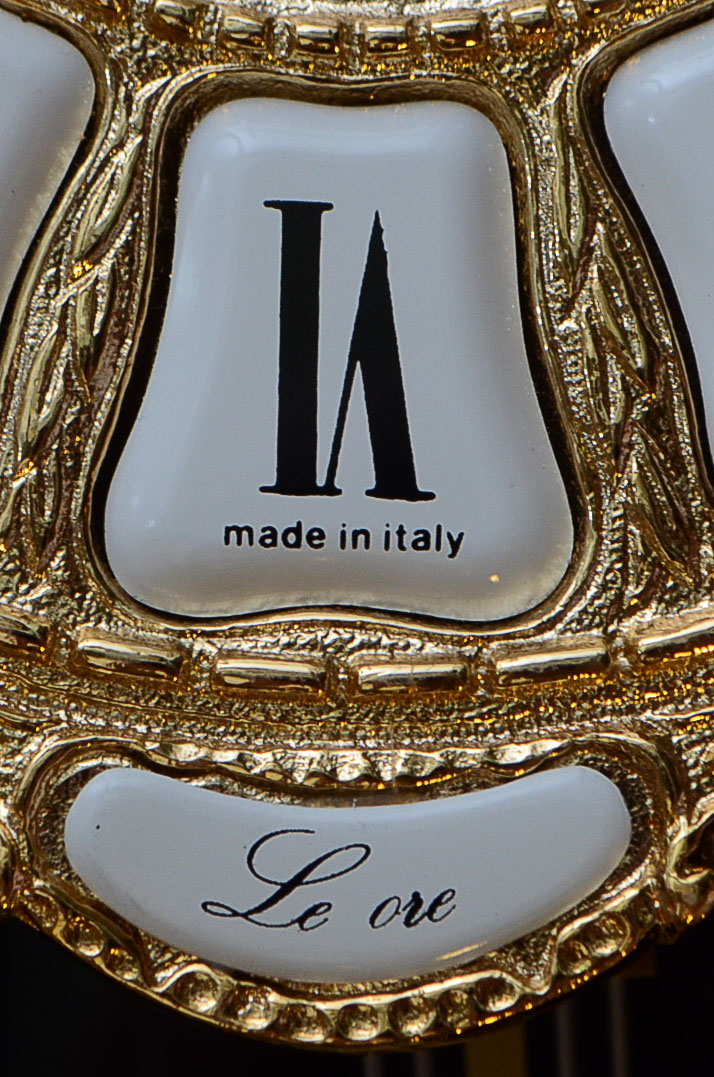 Italian Le Ore 24kt Gold Plate Clock and Table