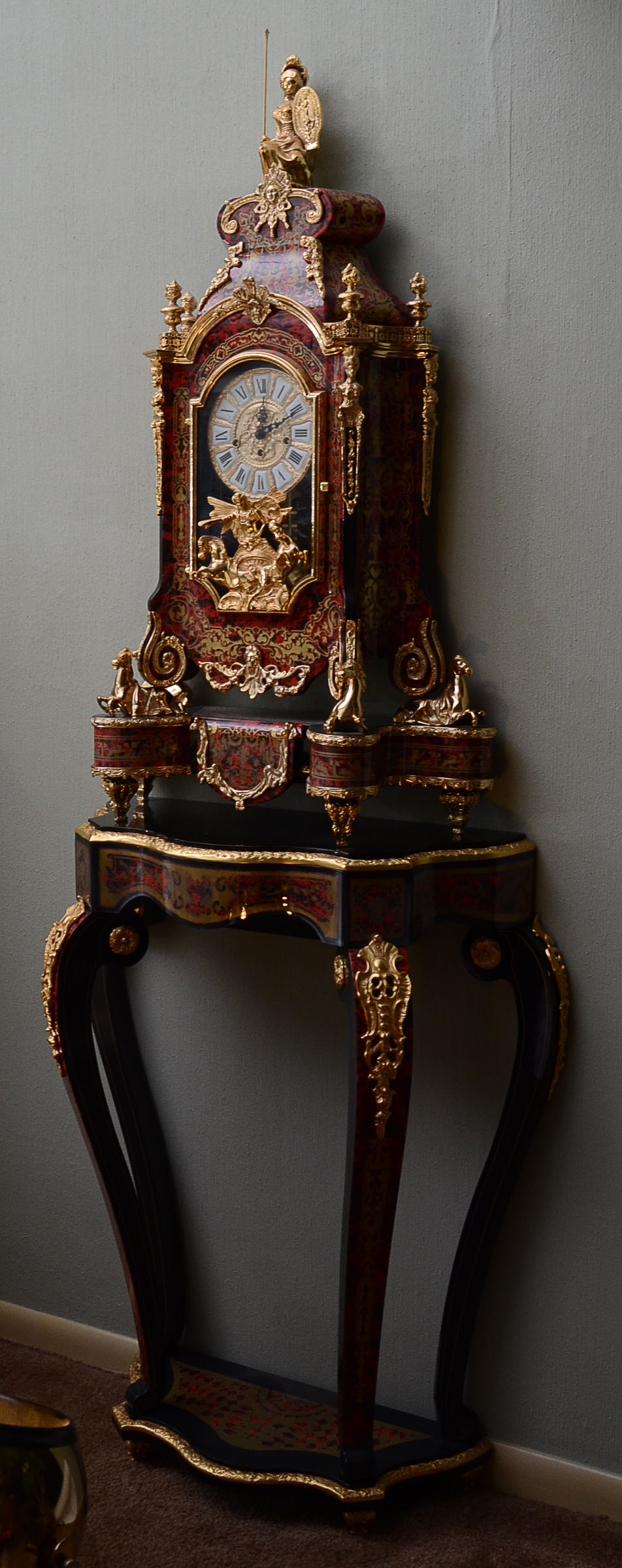 Italian Le Ore 24kt Gold Plate Clock and Table