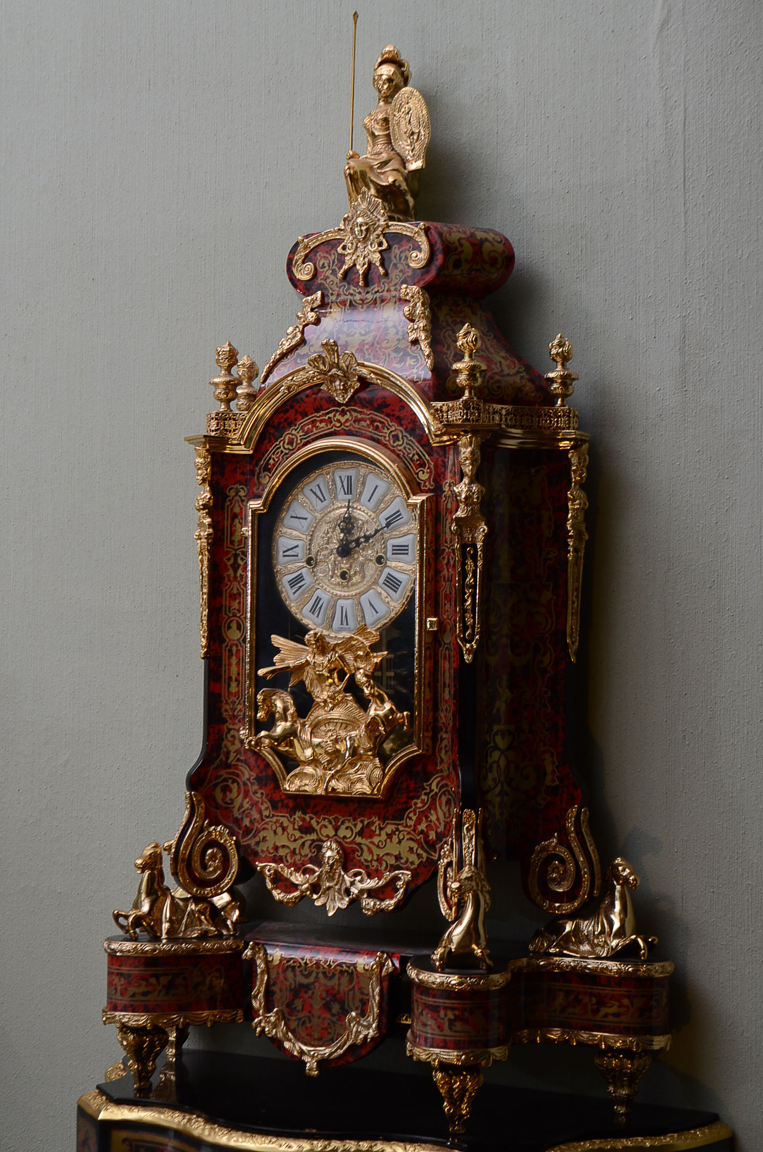 Italian Le Ore 24kt Gold Plate Clock and Table