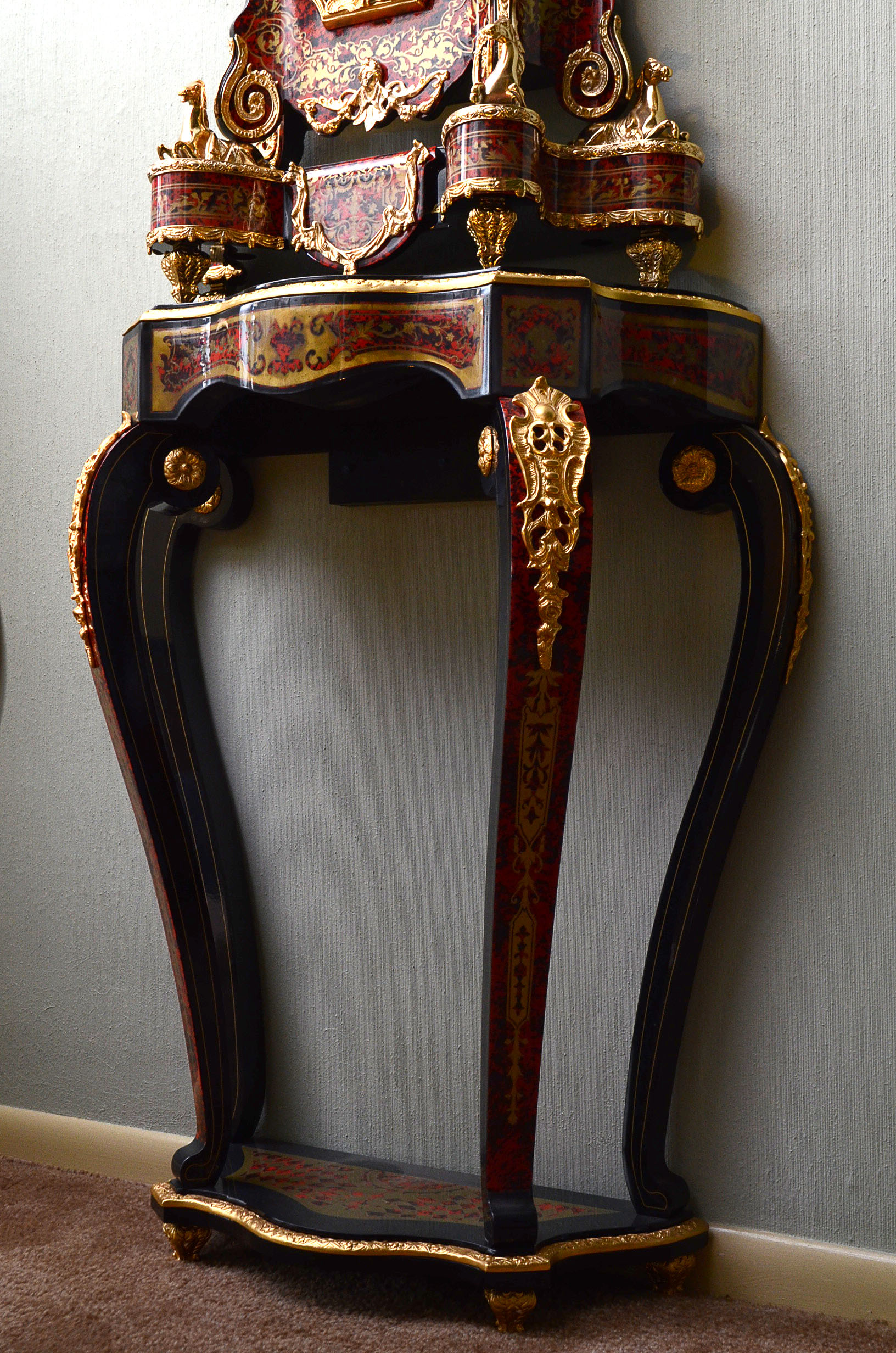 Italian Le Ore 24kt Gold Plate Clock and Table