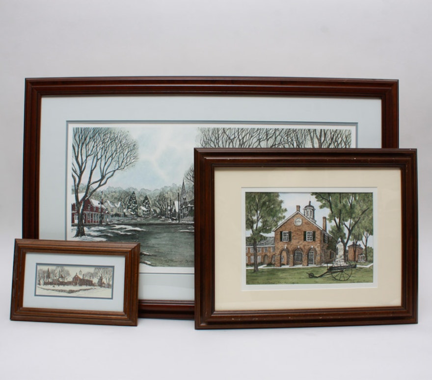 Trio of Ellen Jones Prints of Clifton Virginia Landmarks