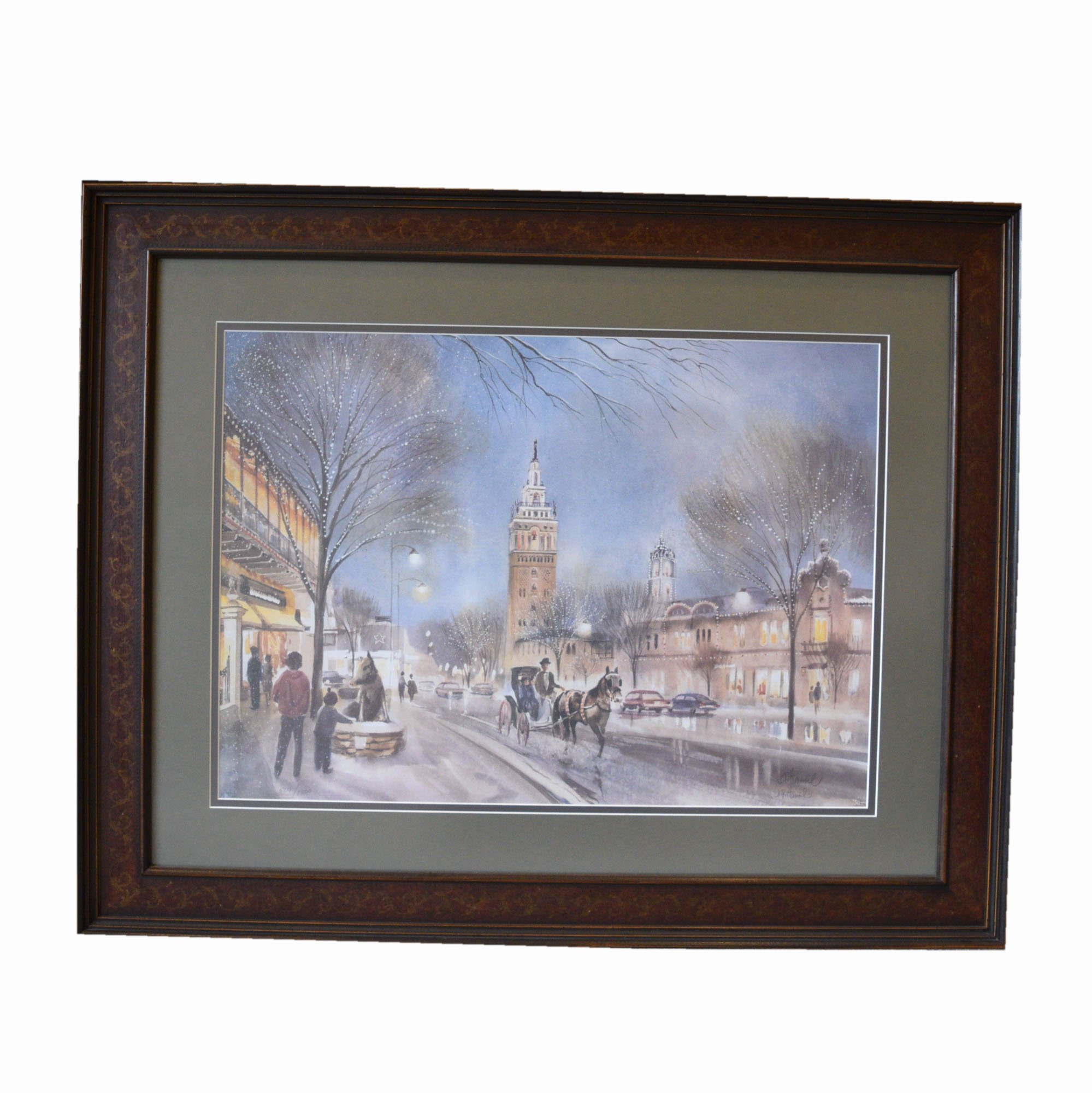 J R Hamil 'Plaza Twilight' Limited Edition Signed Lithograph