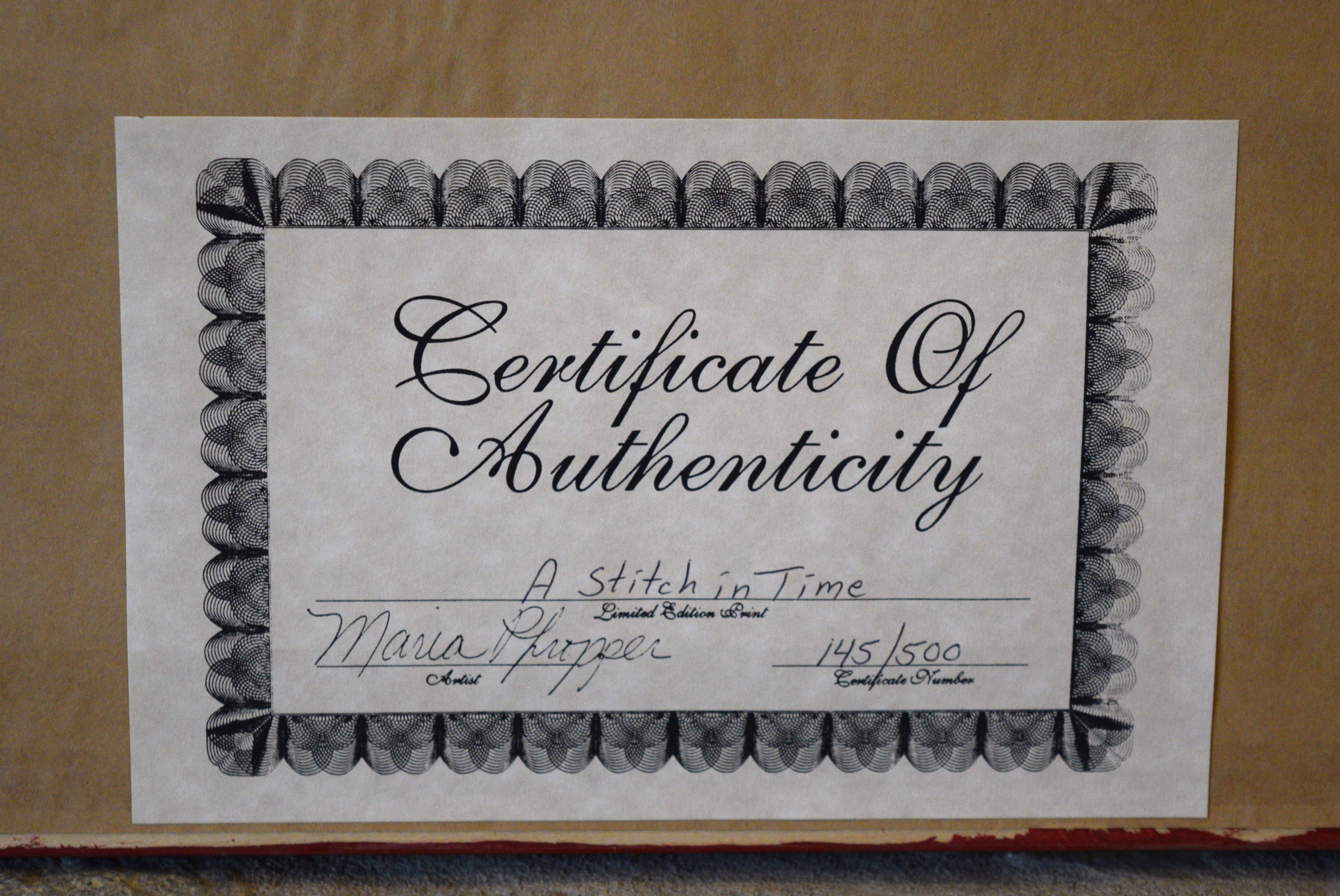 Maria Pfropper 'A Stitch In Time' Limited Edition Lithograph