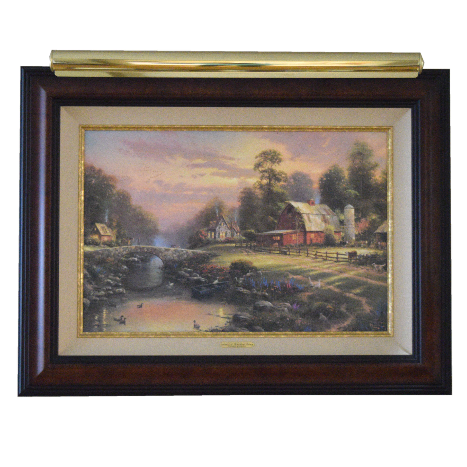 Thomas Kinkade 'Sunset at Riverbend Farm' Signed Limited Edition Lithograph on Canvas