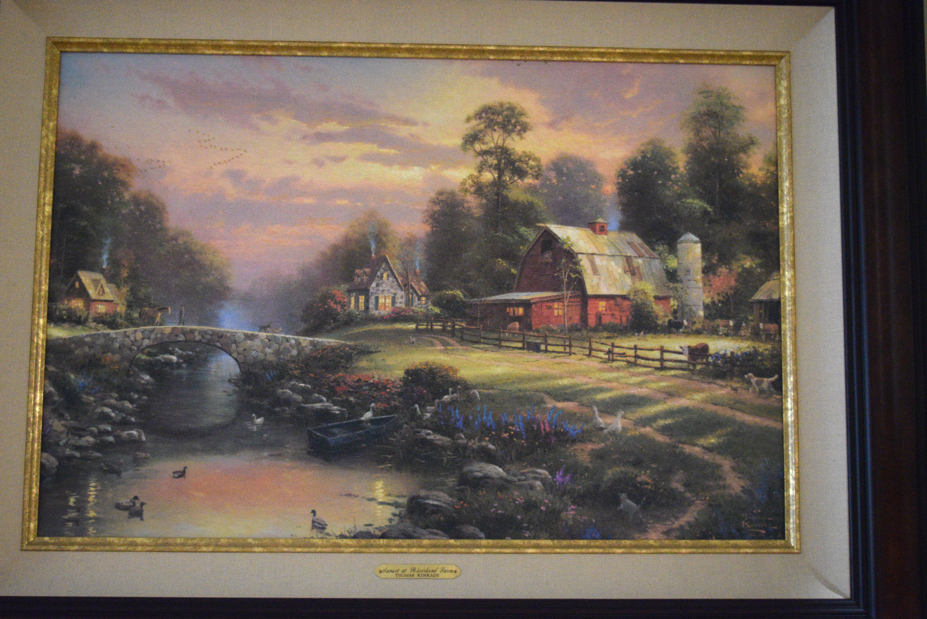 Thomas Kinkade 'Sunset at Riverbend Farm' Signed Limited Edition Lithograph on Canvas