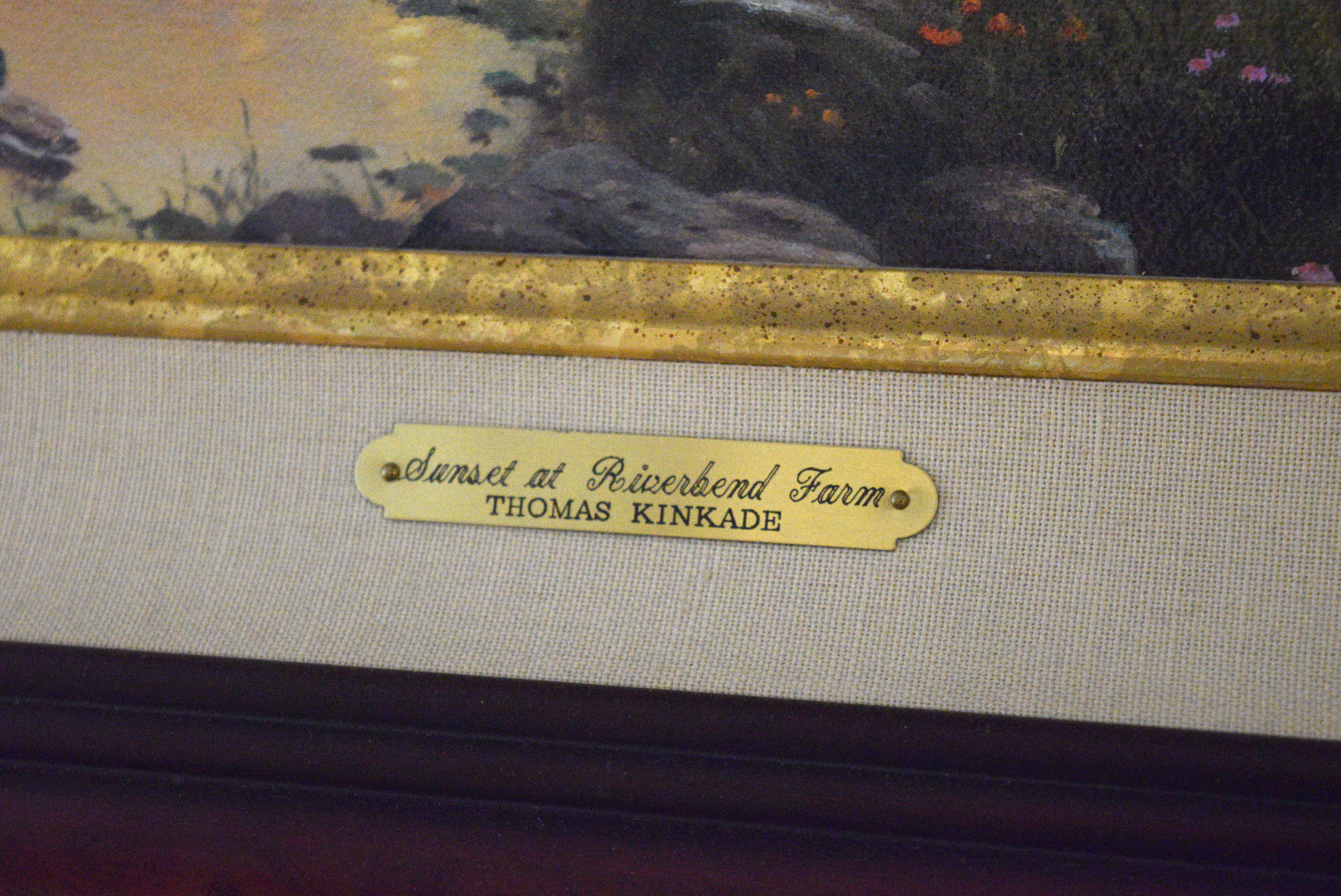 Thomas Kinkade 'Sunset at Riverbend Farm' Signed Limited Edition Lithograph on Canvas