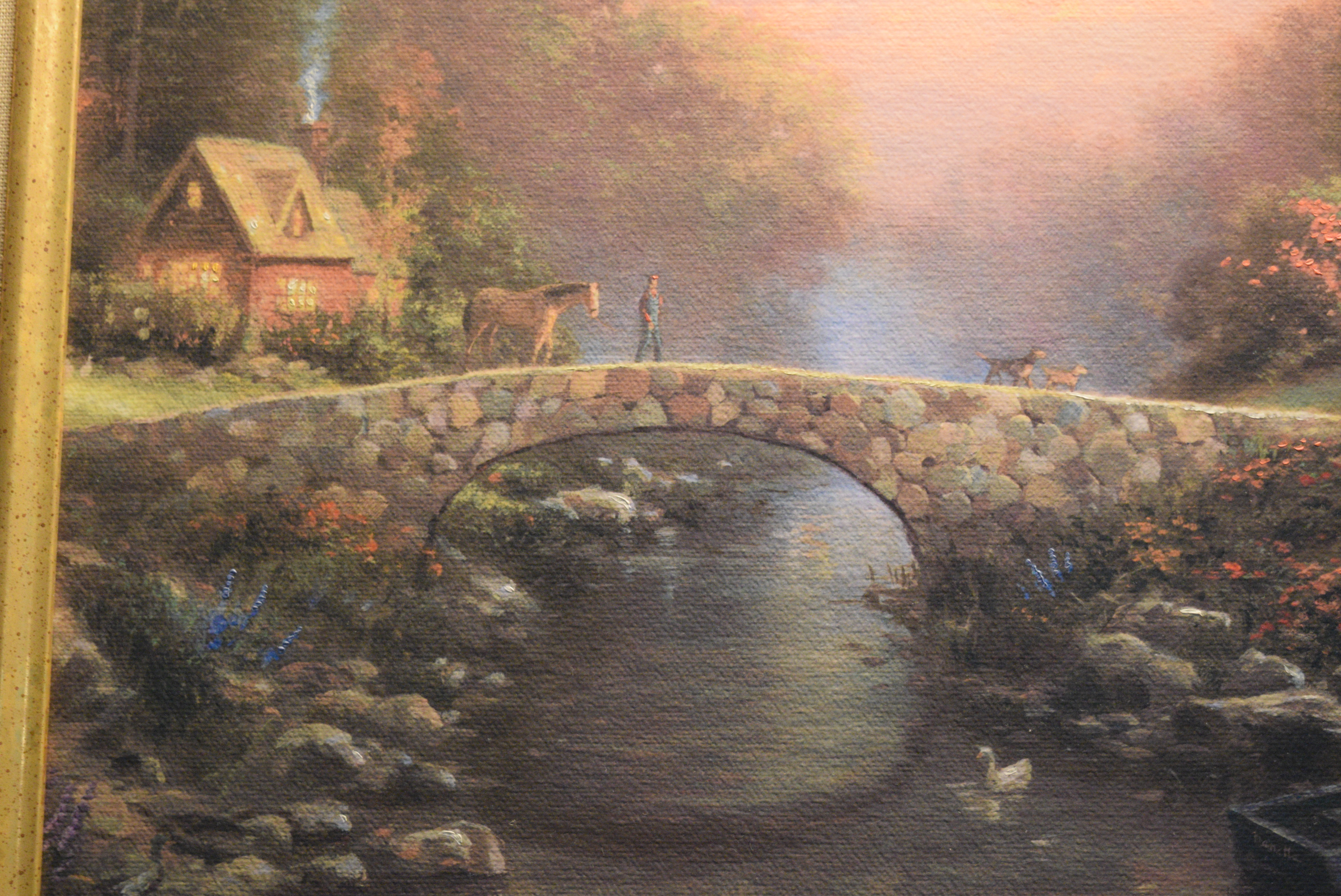 Thomas Kinkade 'Sunset at Riverbend Farm' Signed Limited Edition Lithograph on Canvas