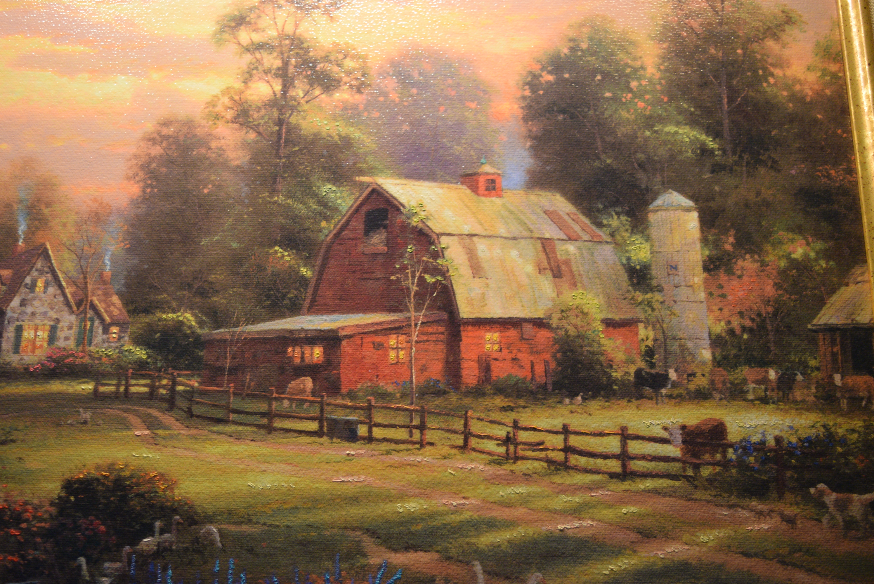 Thomas Kinkade 'Sunset at Riverbend Farm' Signed Limited Edition Lithograph on Canvas