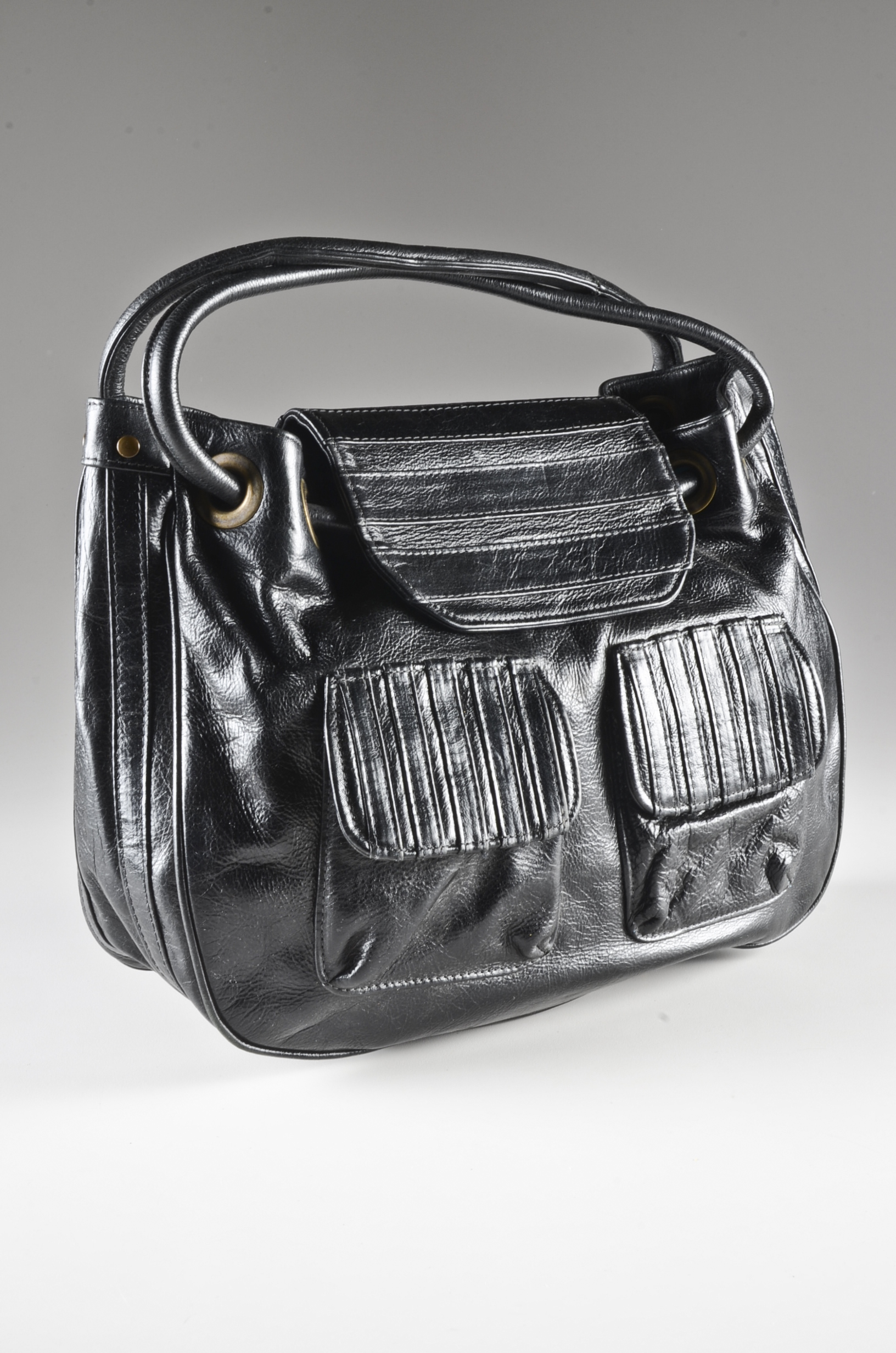 Jisu Black Leather Satchel Bag