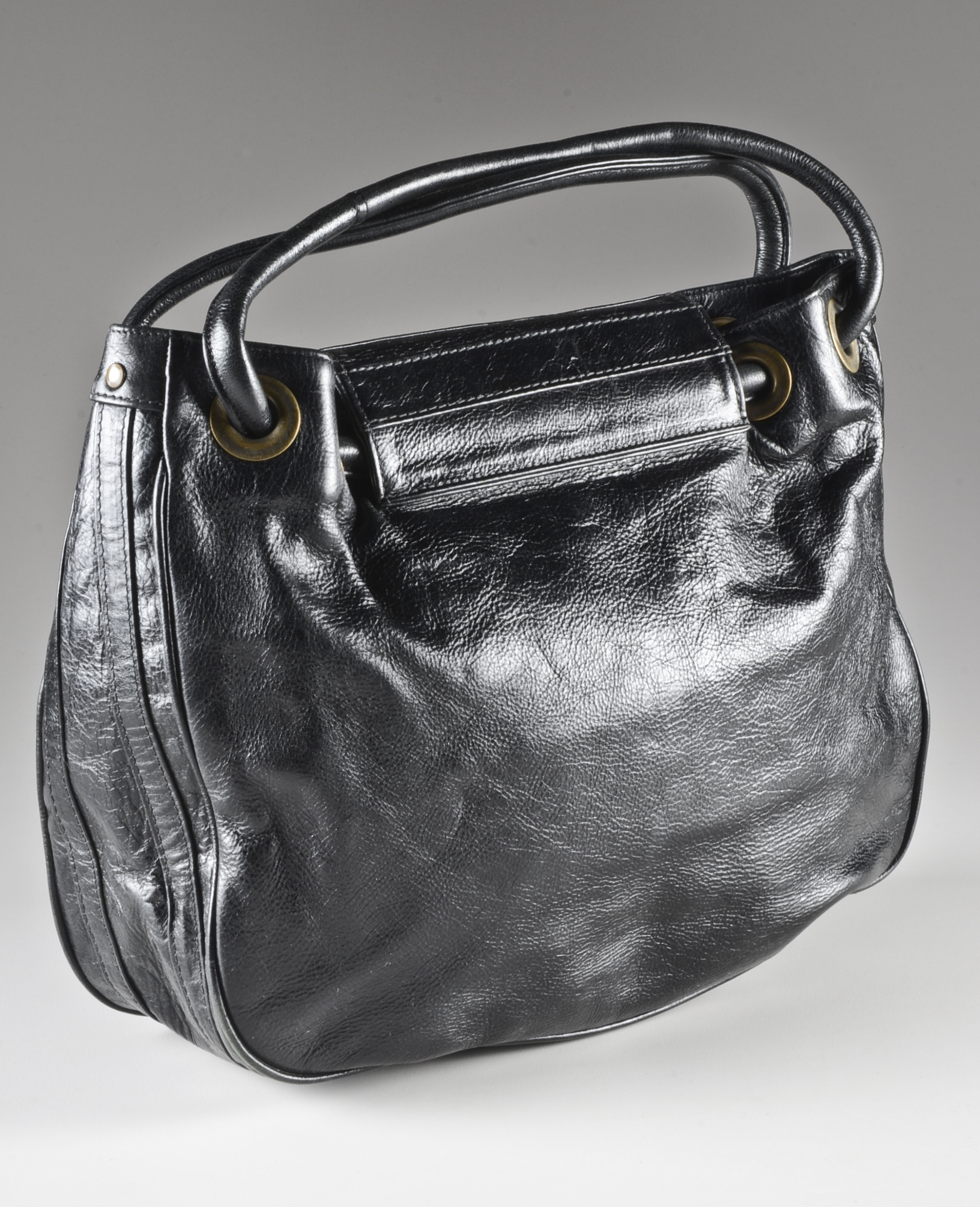 Jisu Black Leather Satchel Bag