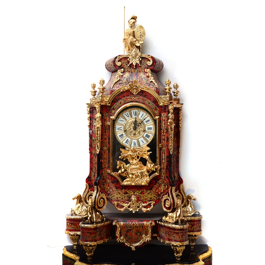 Italian Le Ore 24kt Gold Plate Clock and Table