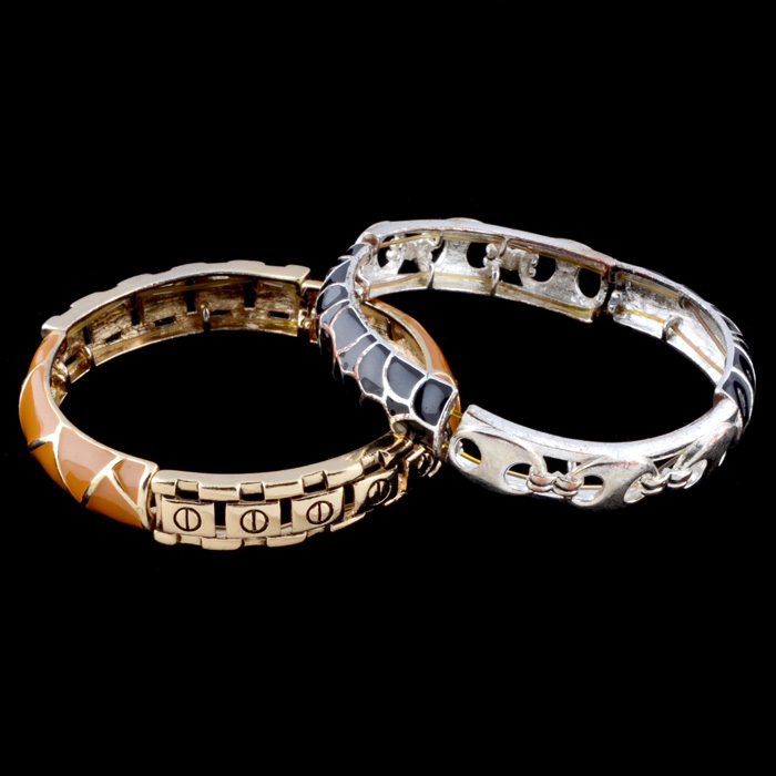 Two Enameled on Metal Bracelets