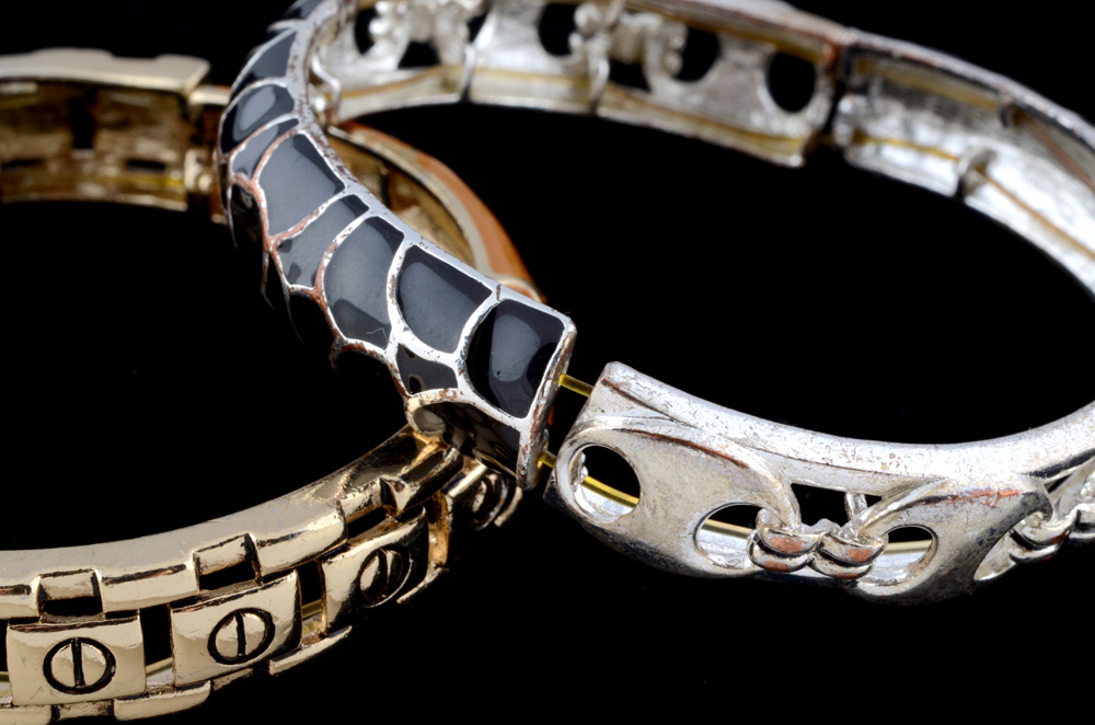 Two Enameled on Metal Bracelets