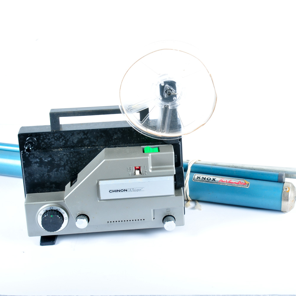 Chinon Whisper Movie Projector and Knox Projector Screen