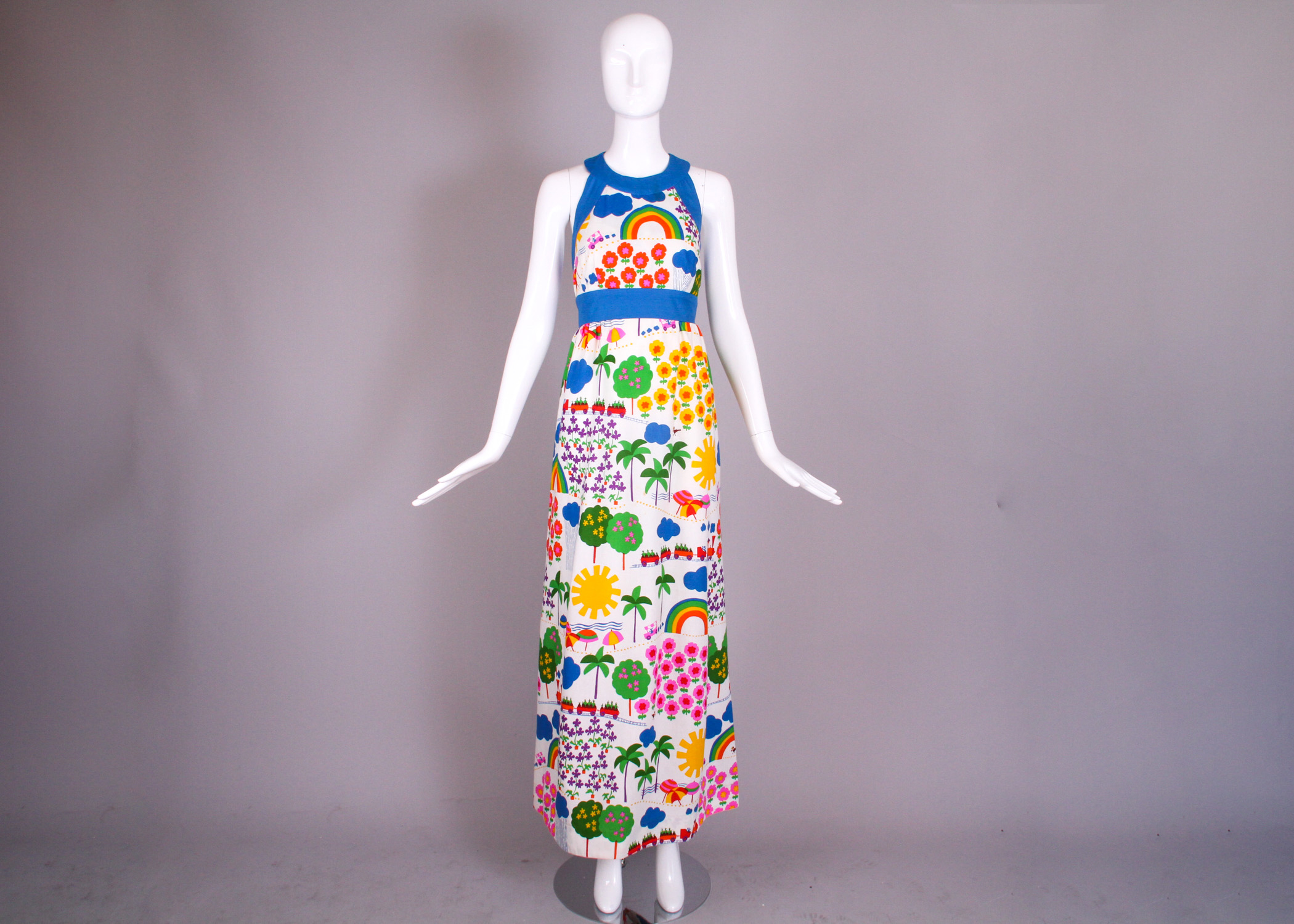 Vintage Malia of Honolulu Flower Power Maxi