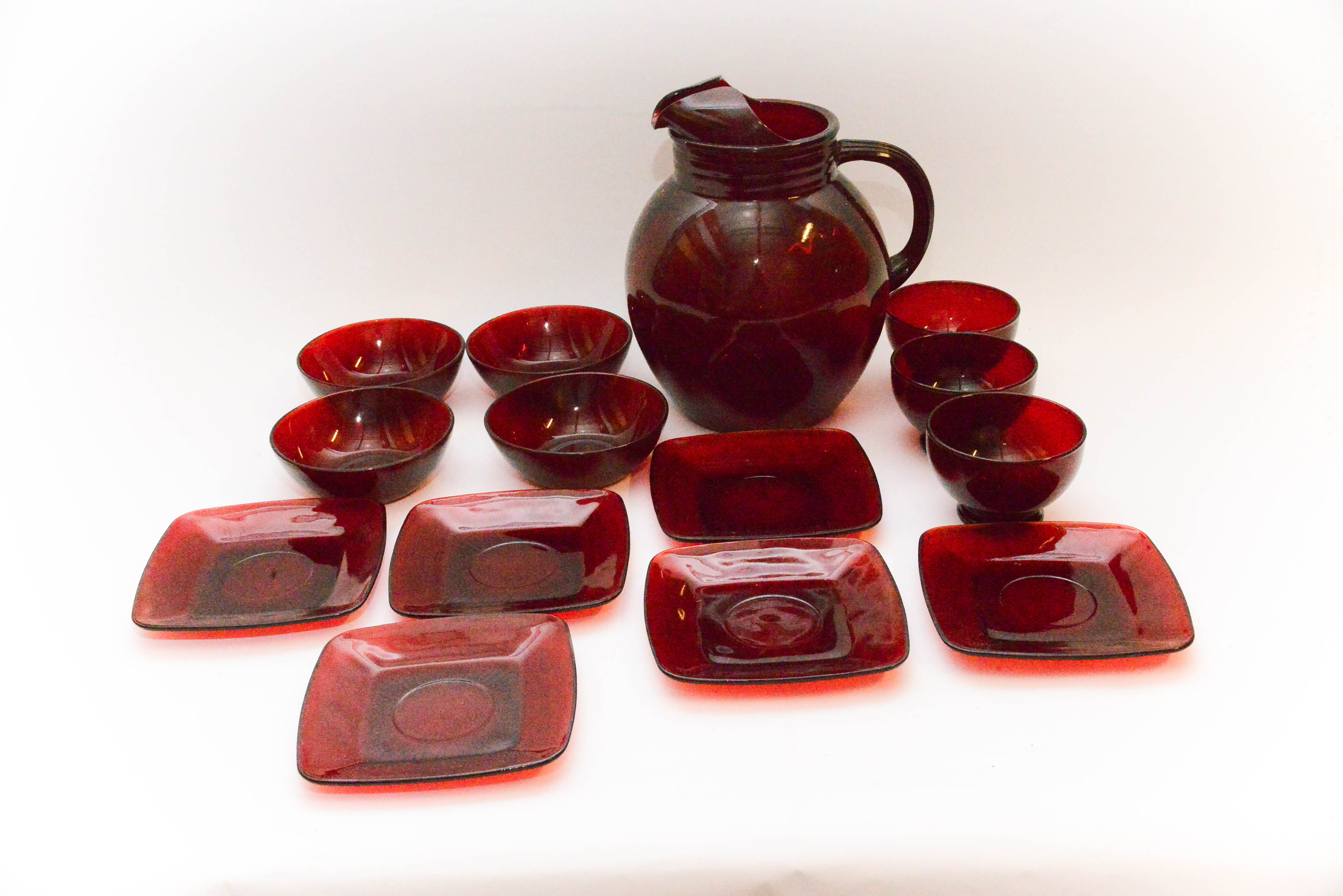 Ruby Red Pitcher and Glass Set