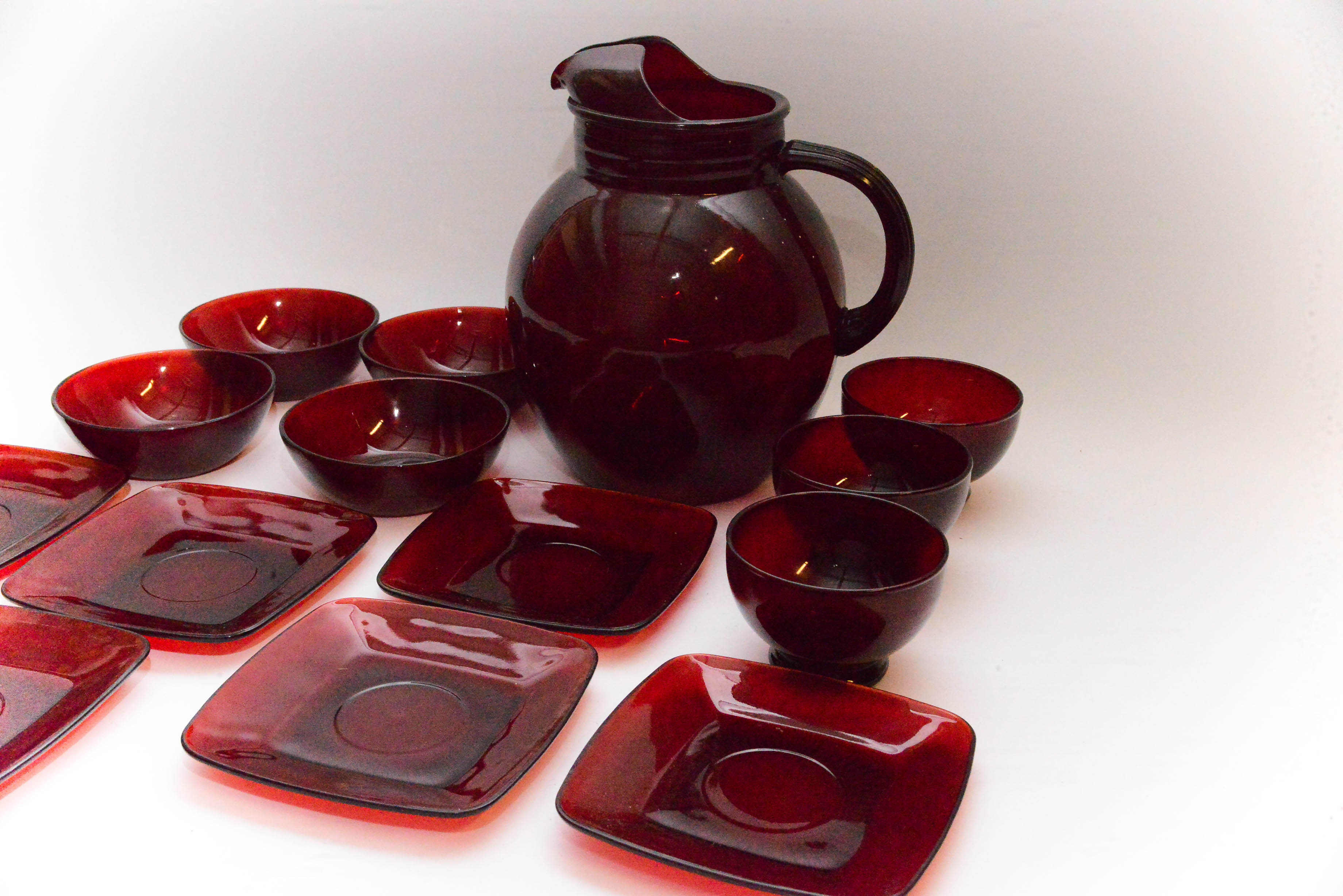 Ruby Red Pitcher and Glass Set