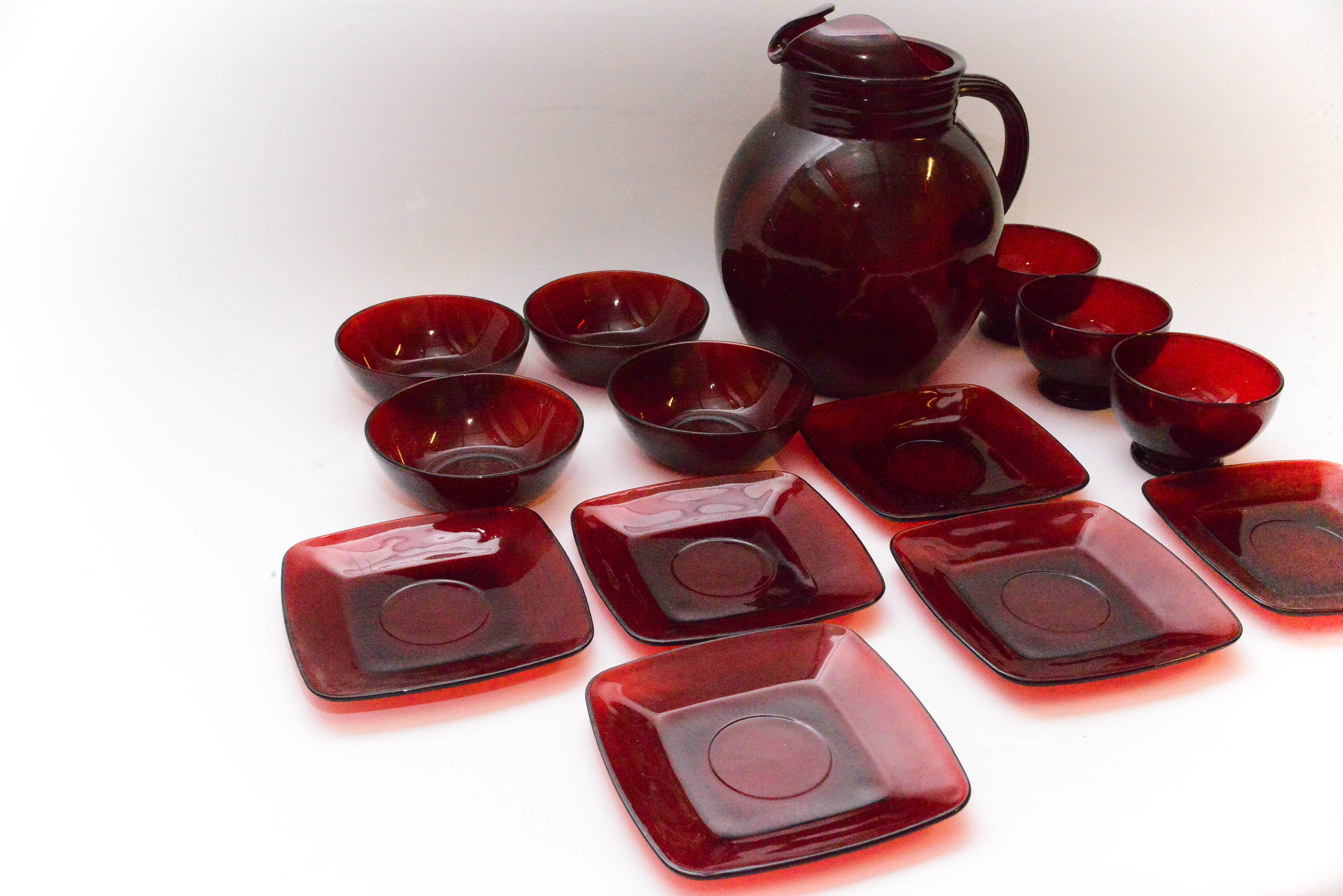 Ruby Red Pitcher and Glass Set
