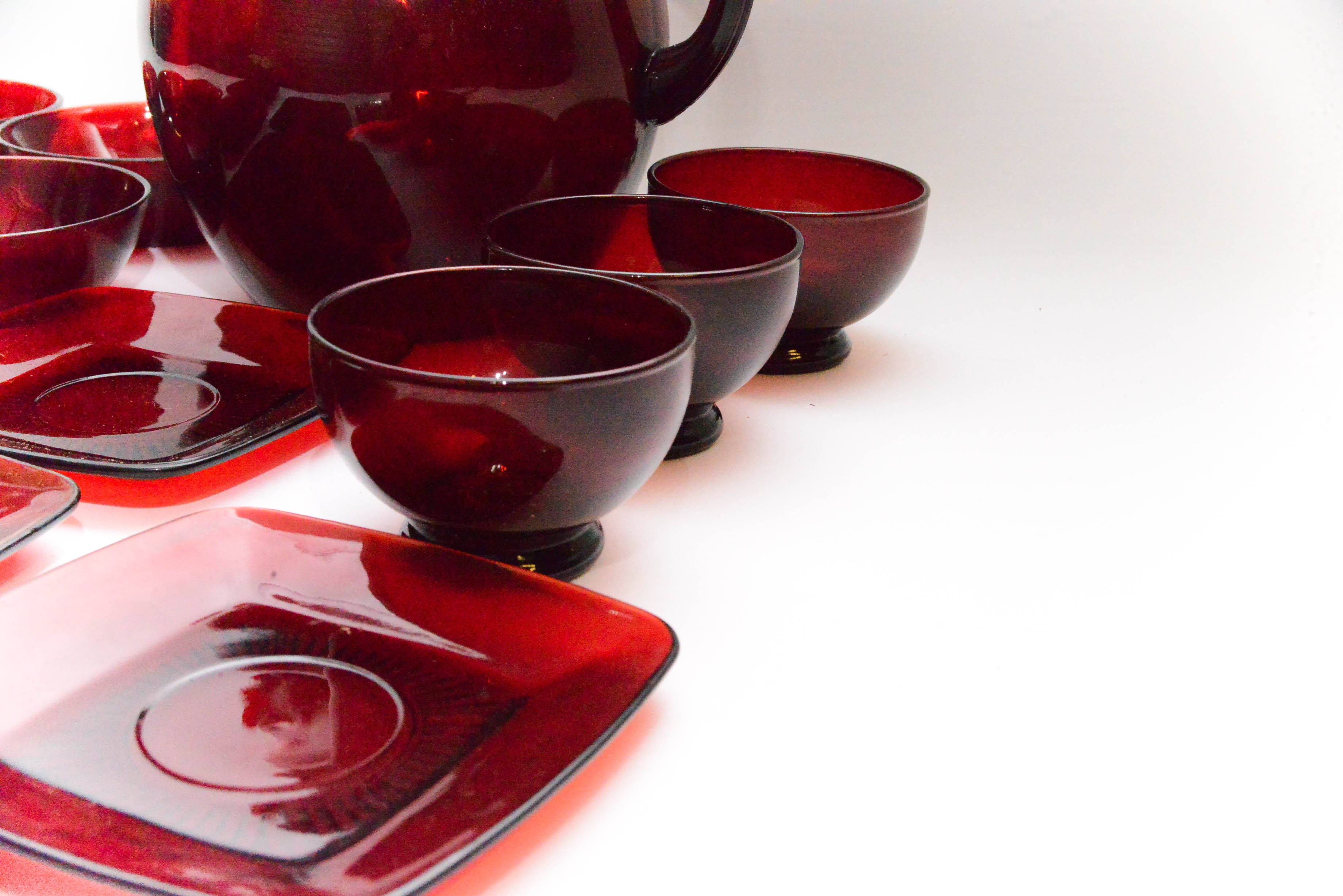 Ruby Red Pitcher and Glass Set