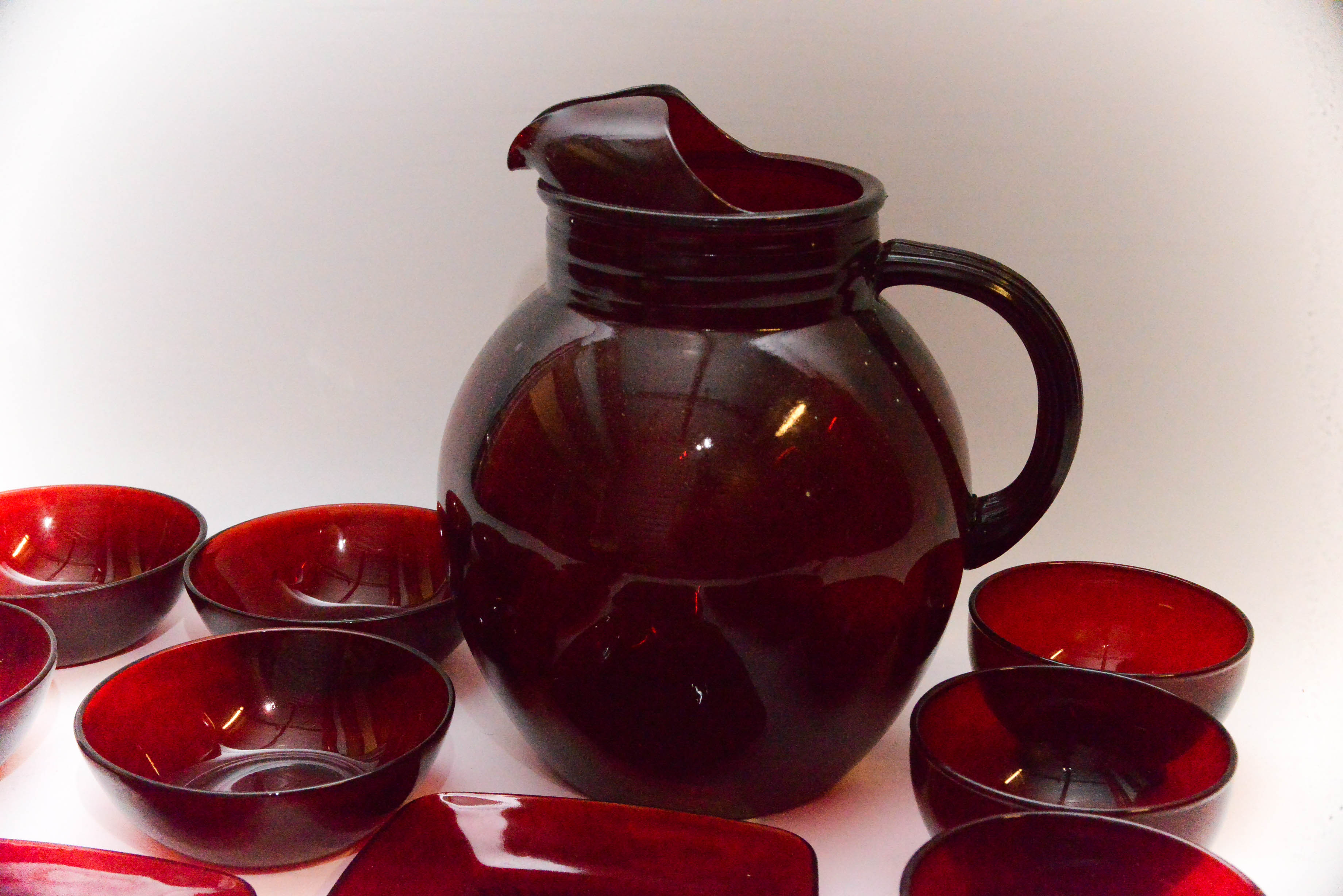 Ruby Red Pitcher and Glass Set