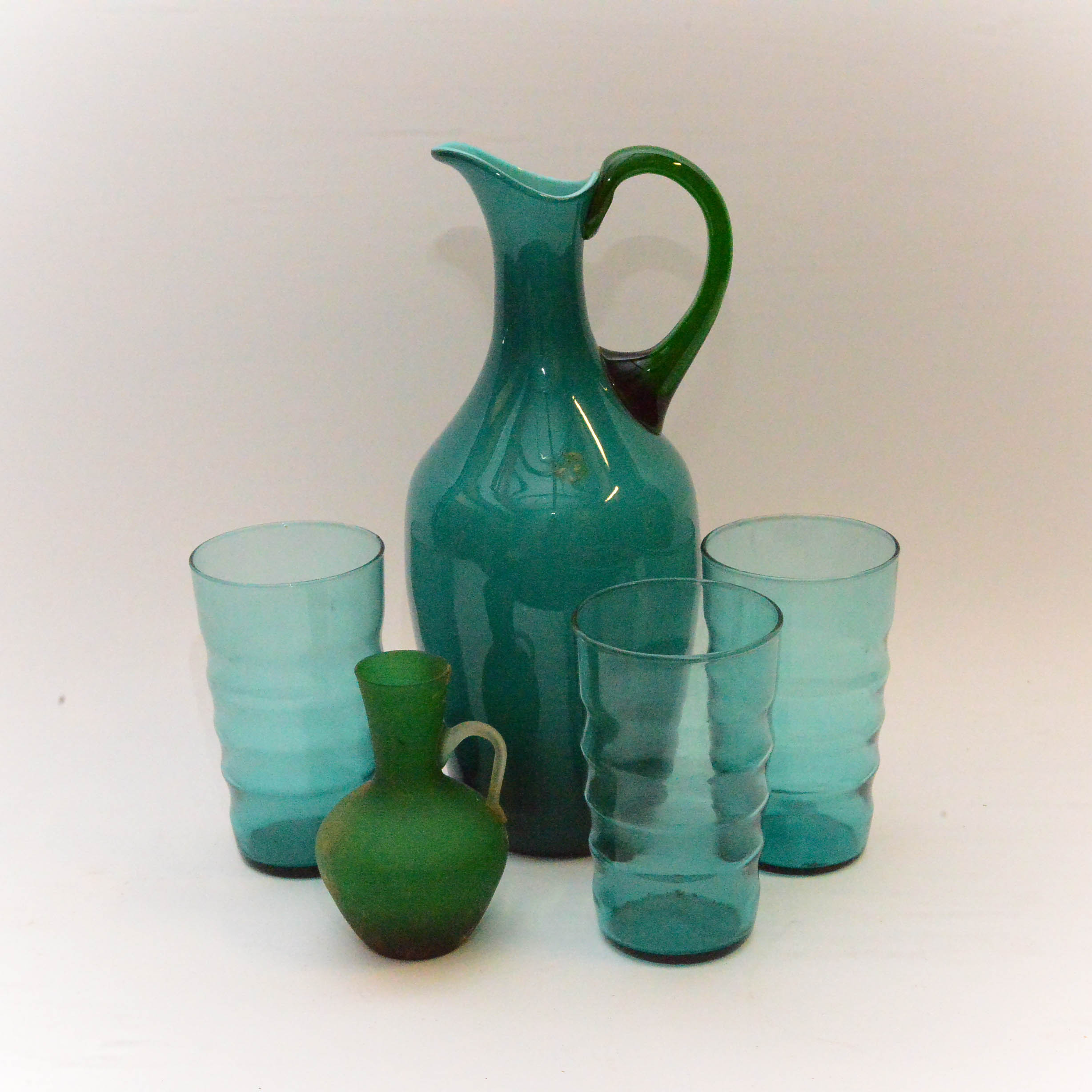 Glass Pitcher and Tumblers
