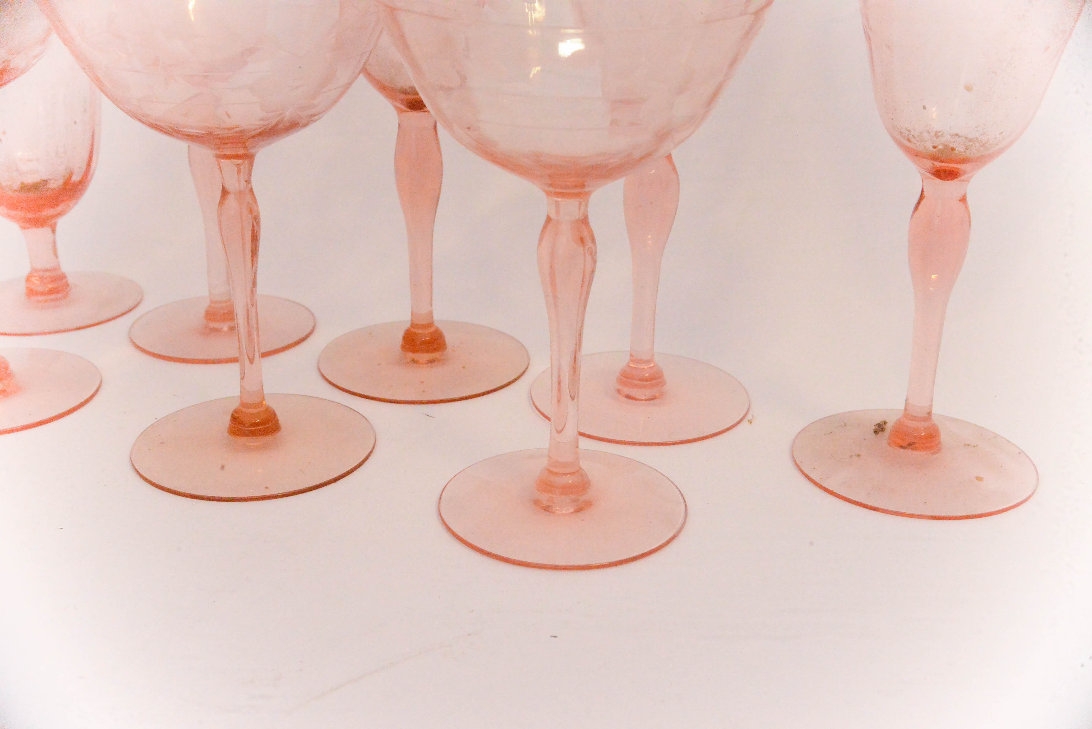 Set of Pink Depression Glass