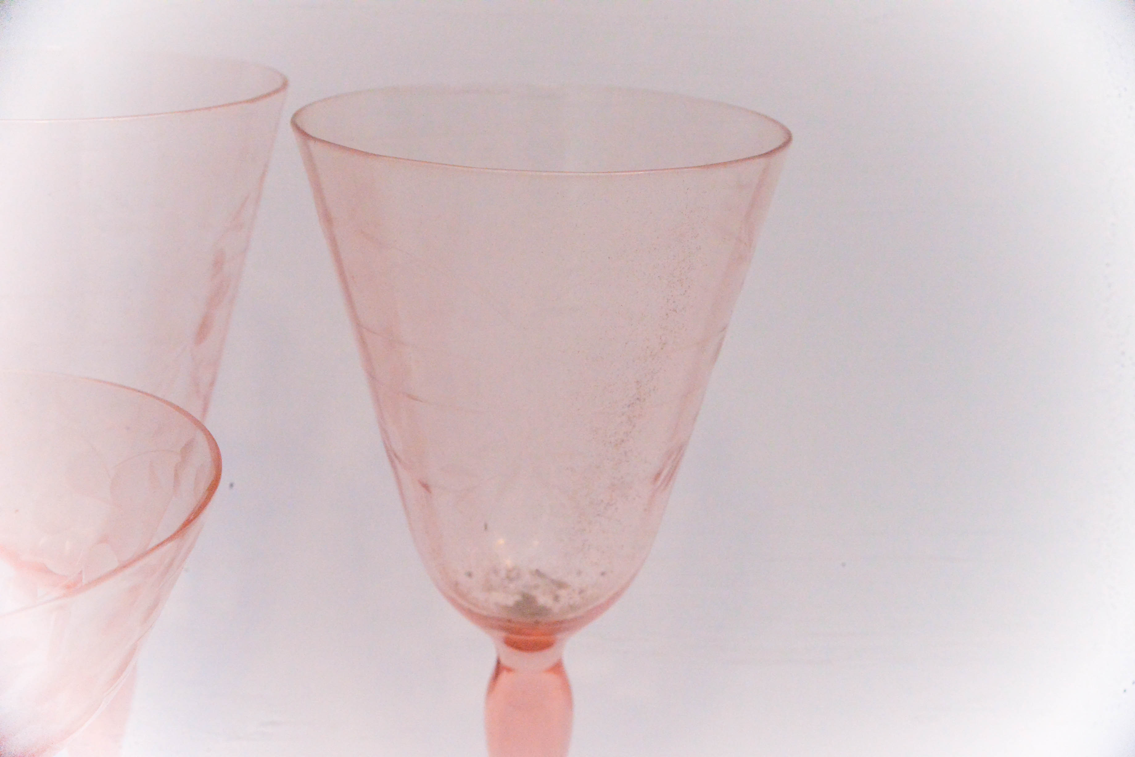 Set of Pink Depression Glass