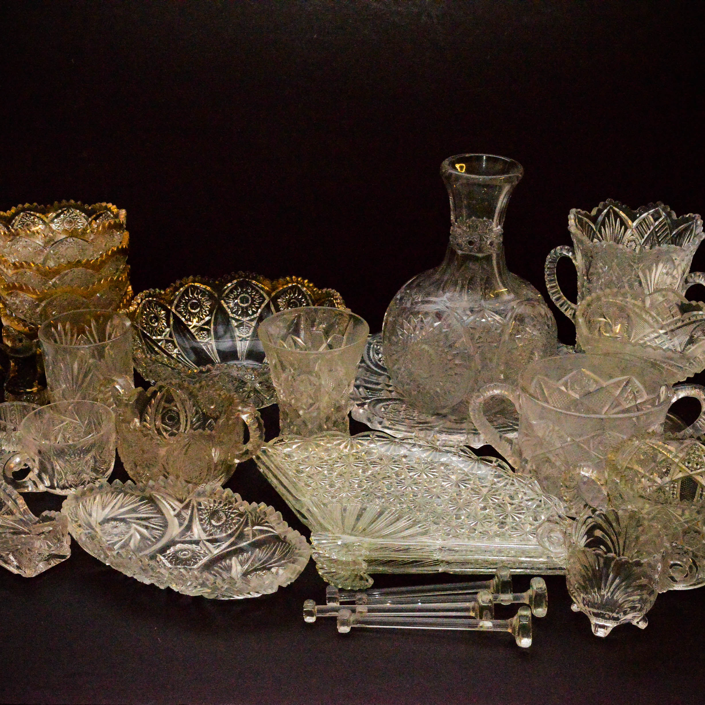 Assortment of Clear Cut Glass Pieces