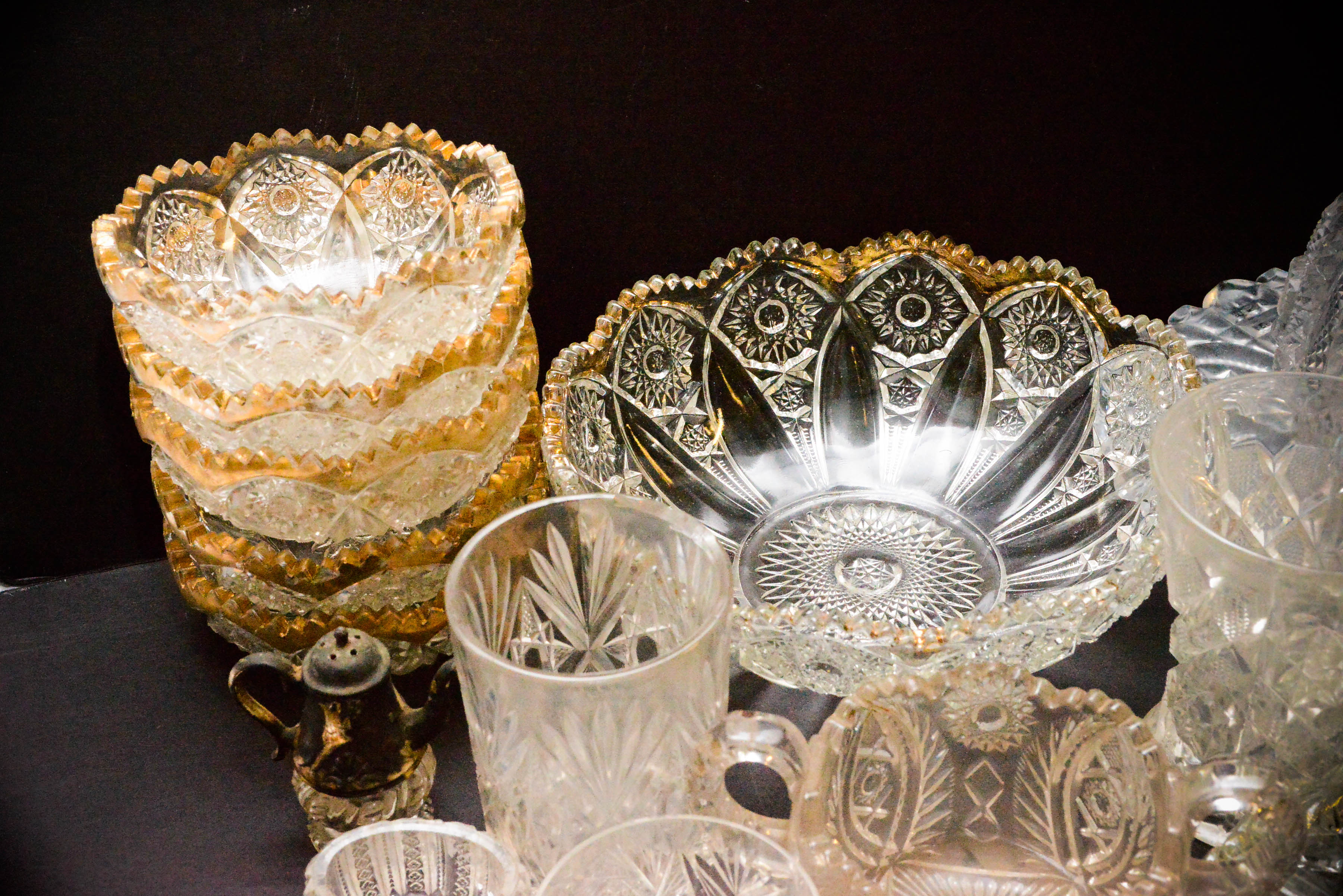Assortment of Clear Cut Glass Pieces