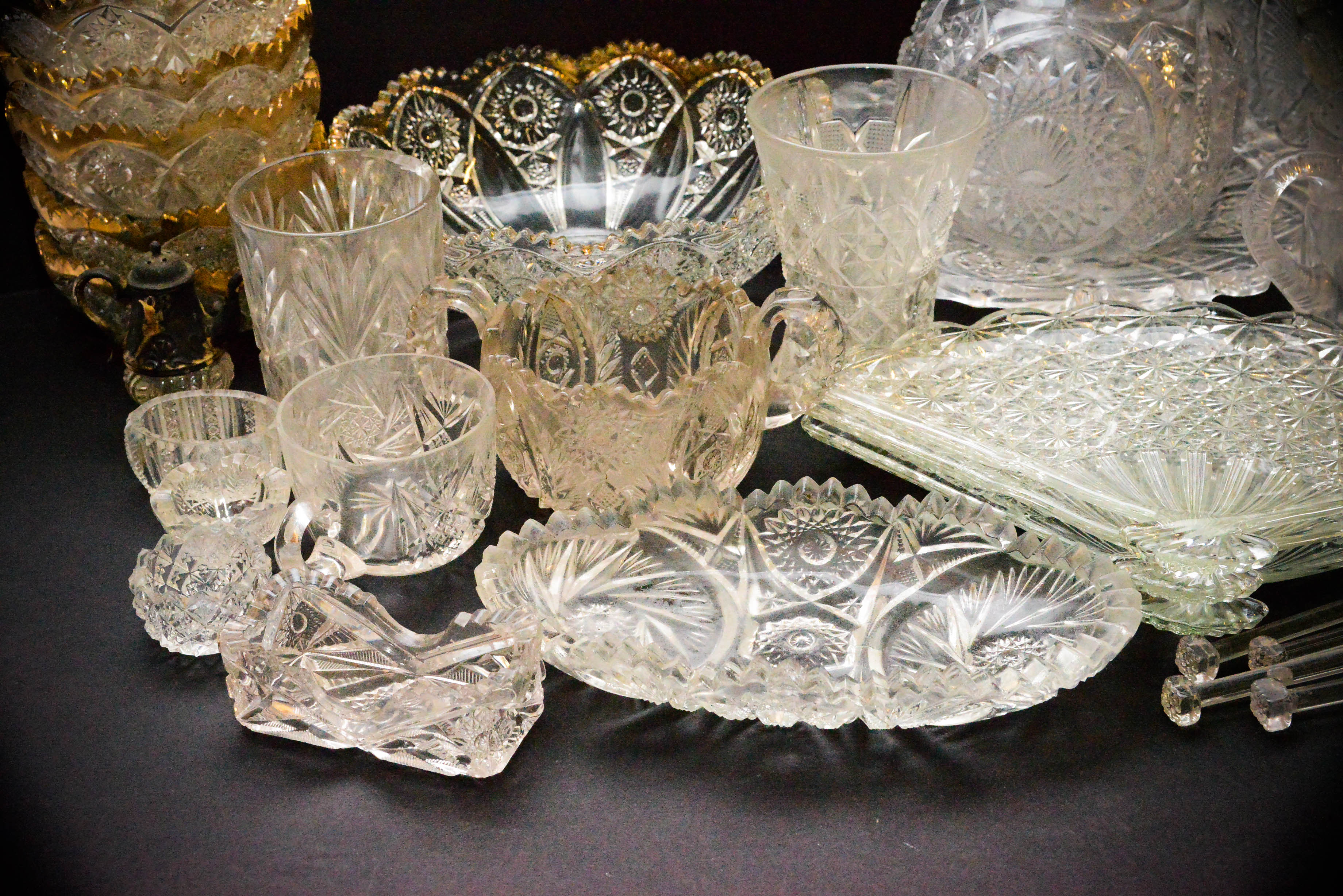 Assortment of Clear Cut Glass Pieces