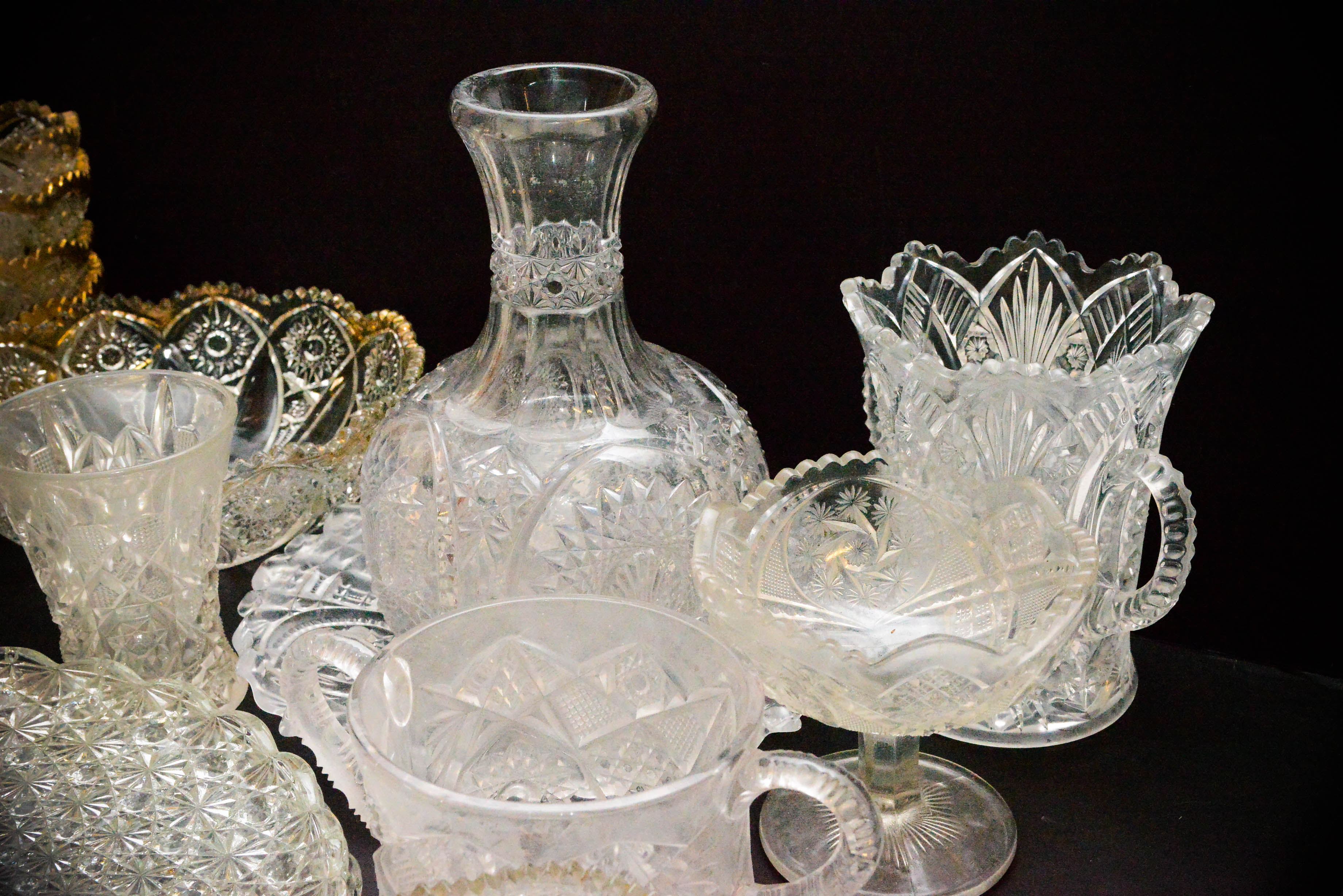 Assortment of Clear Cut Glass Pieces