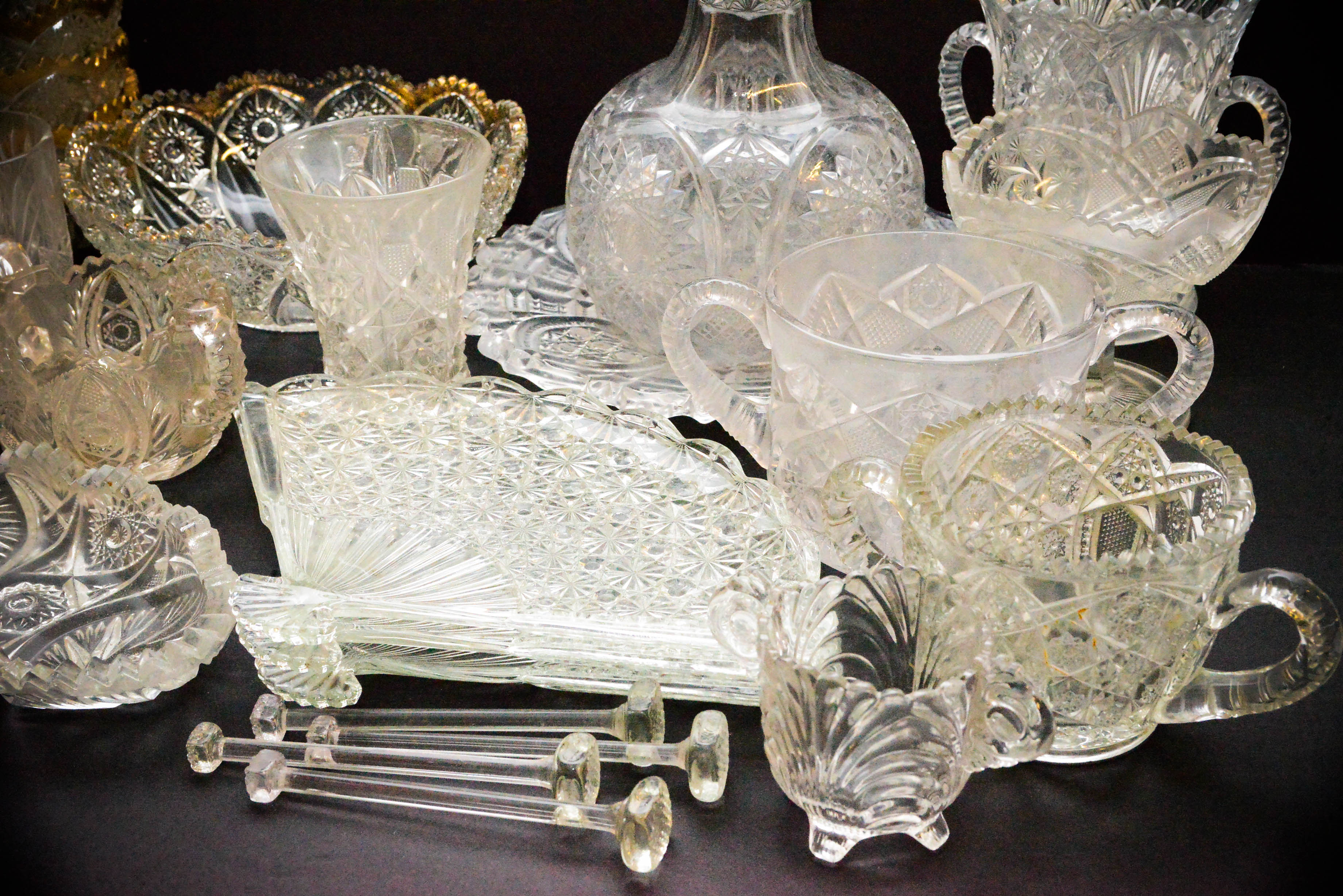 Assortment of Clear Cut Glass Pieces