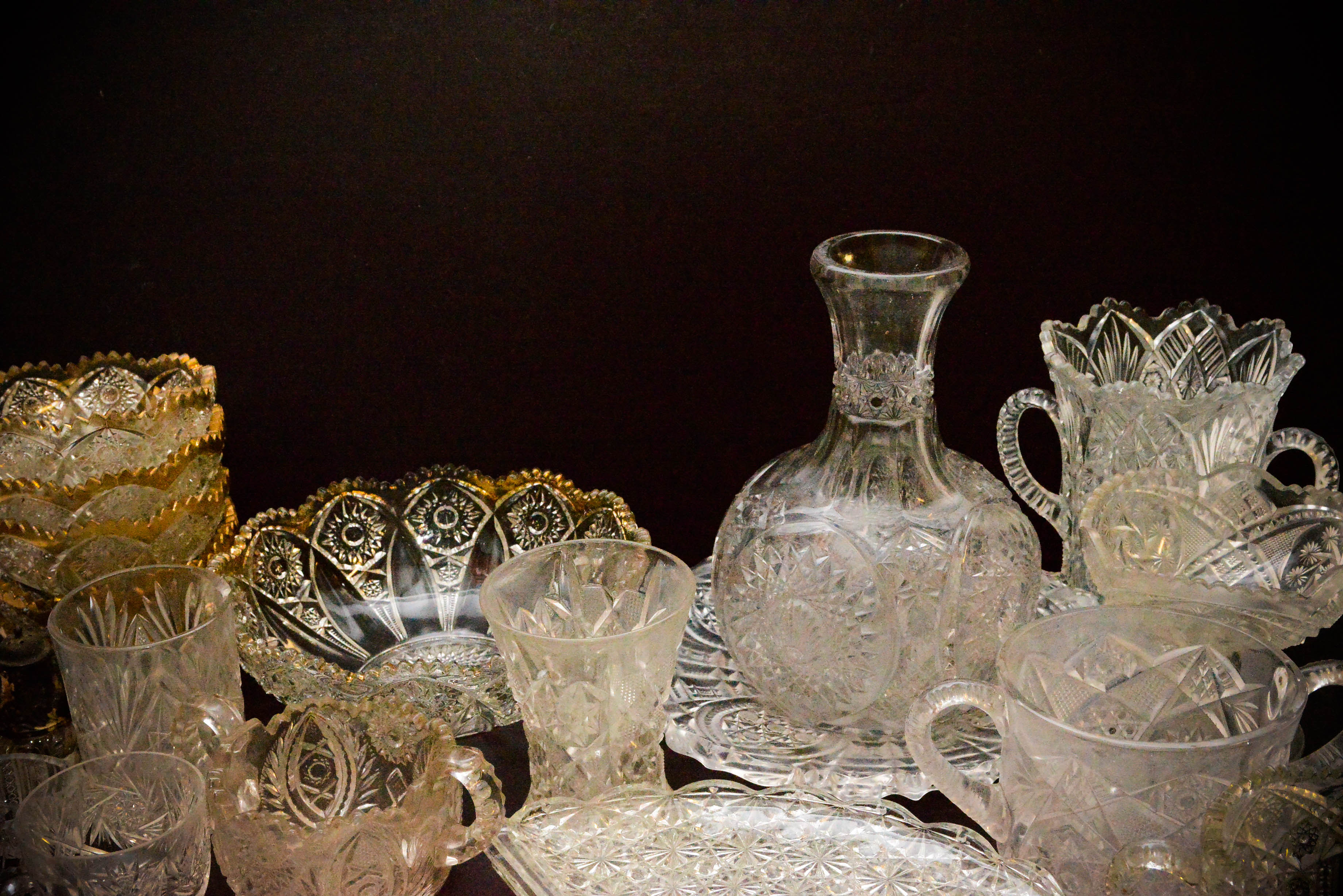 Assortment of Clear Cut Glass Pieces