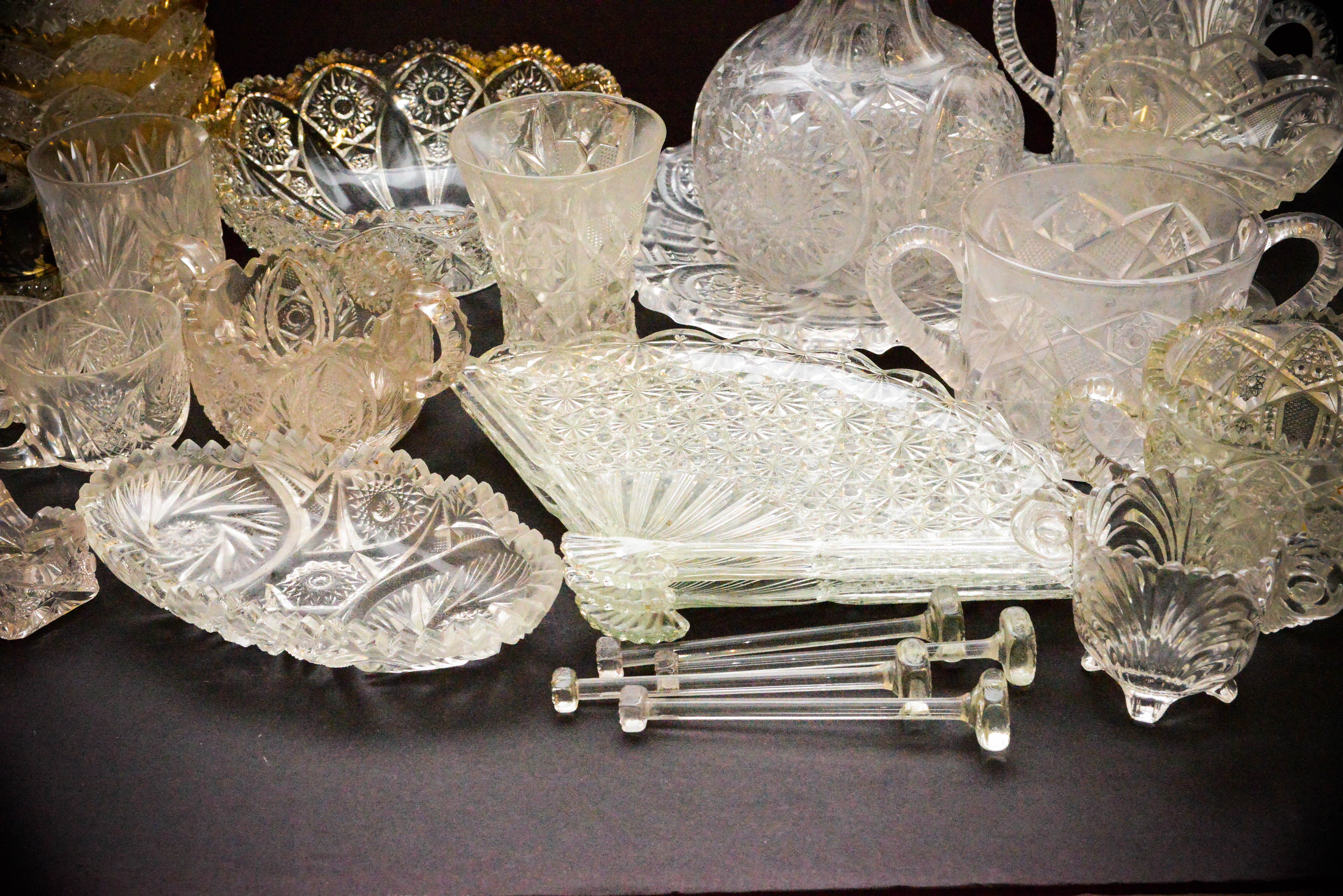 Assortment of Clear Cut Glass Pieces