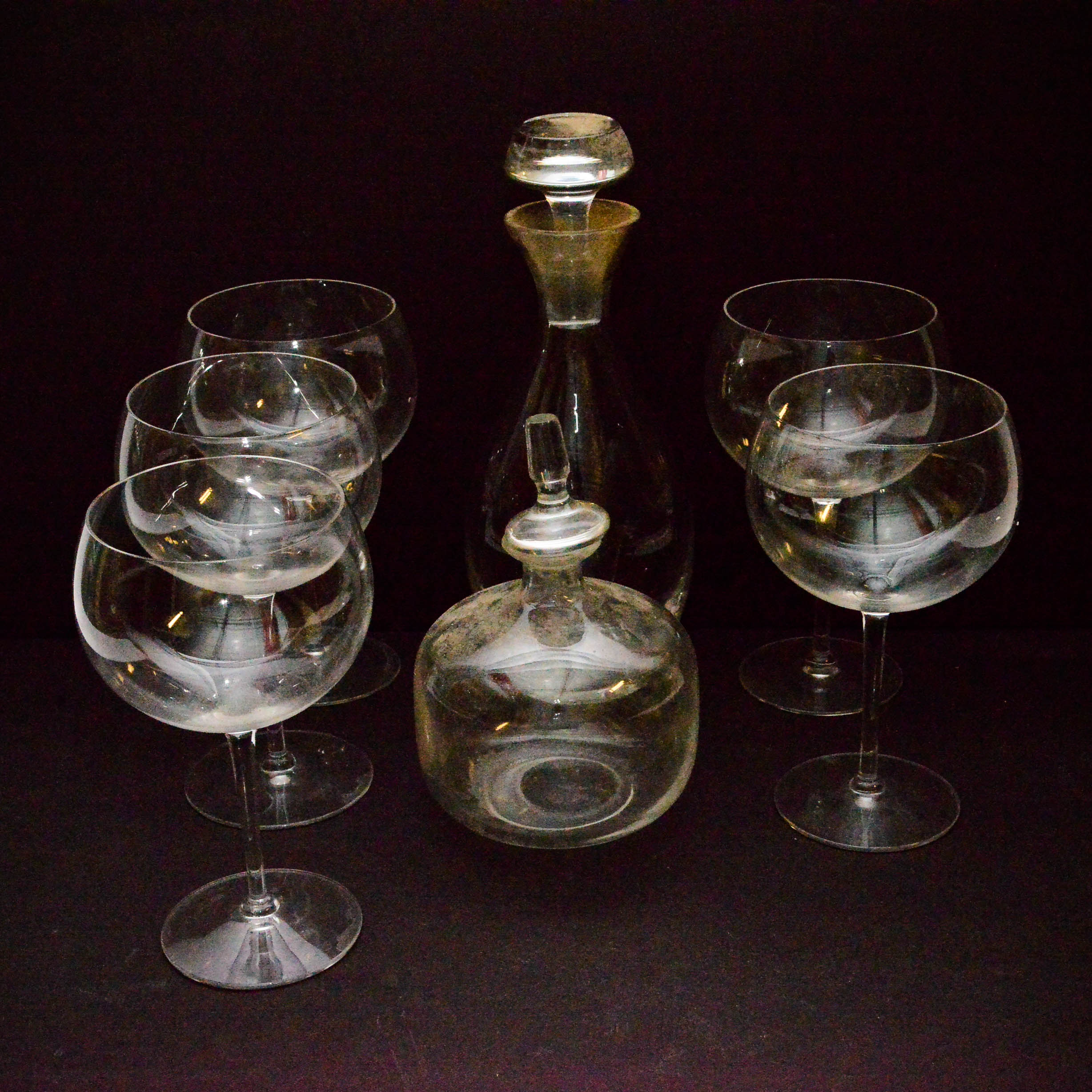 Decanter and Burgundy Glasses