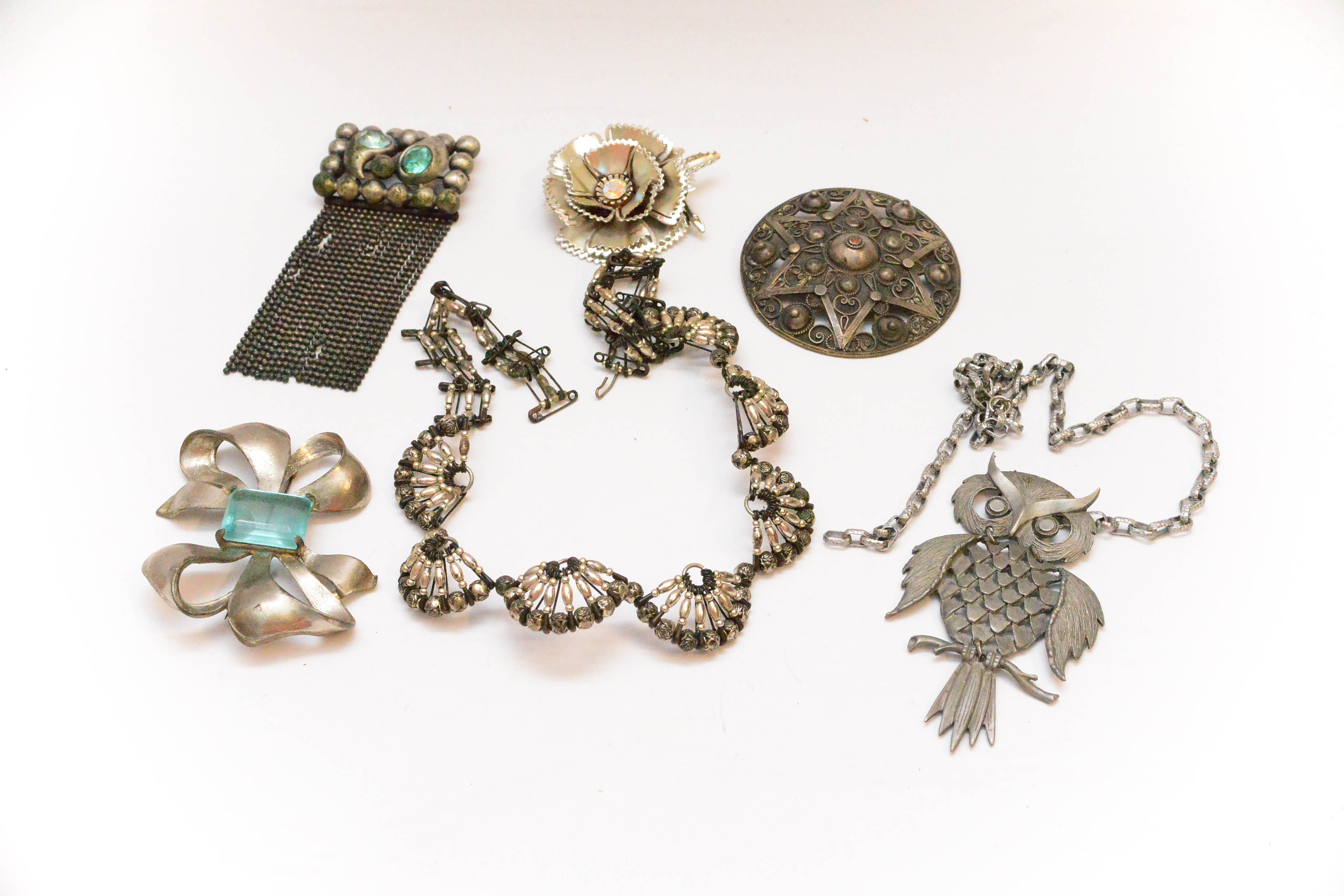 Collection of Silver Tone Vintage Jewelry