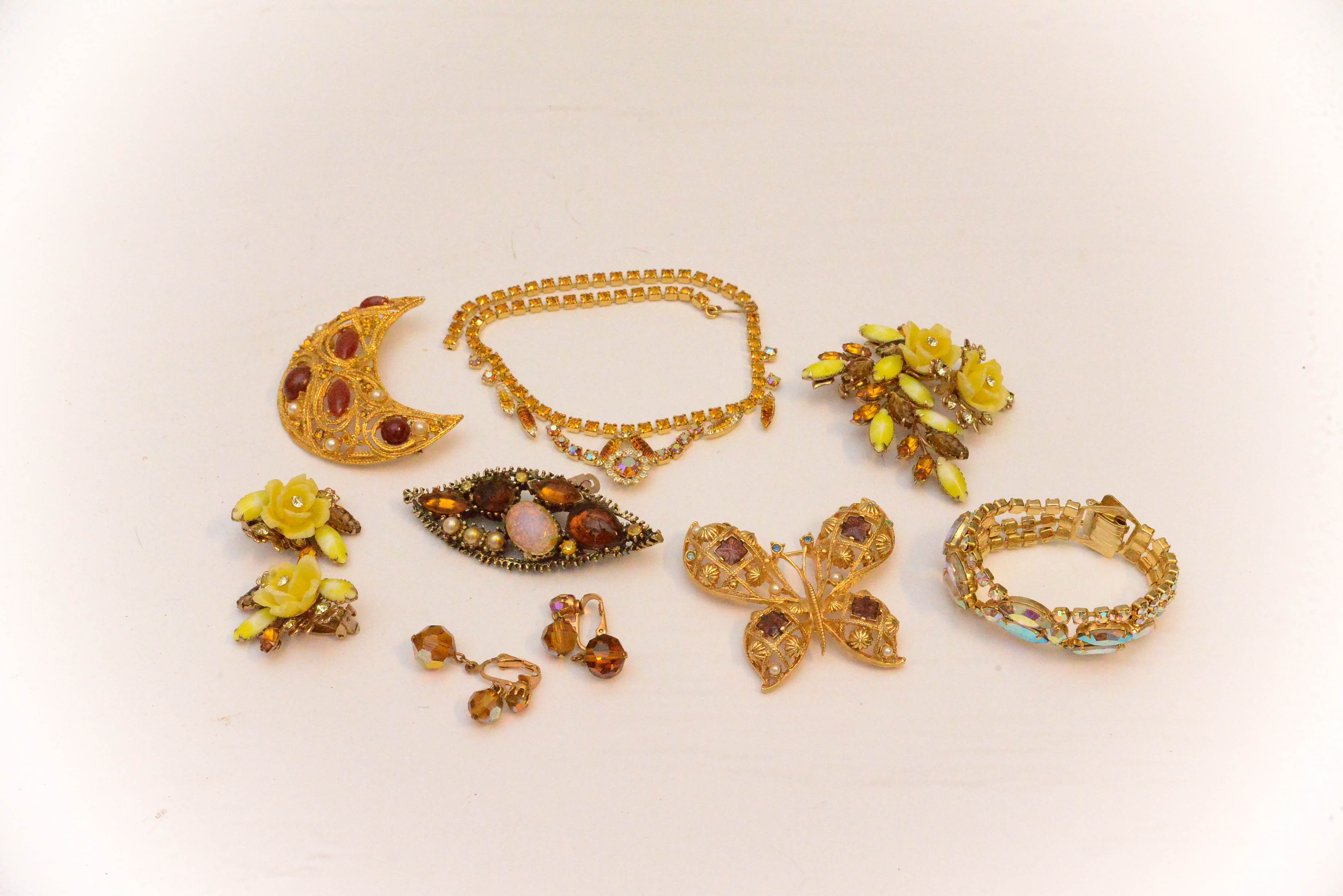 Group of Gold Tone Costume Jewelry