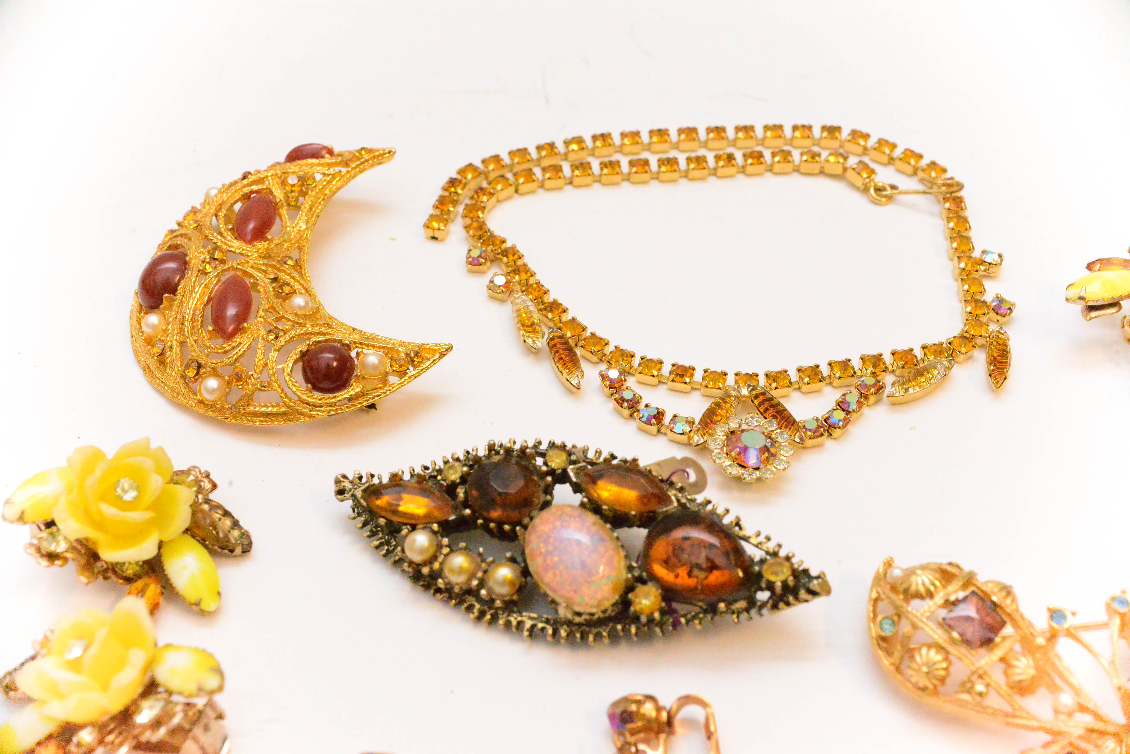 Group of Gold Tone Costume Jewelry