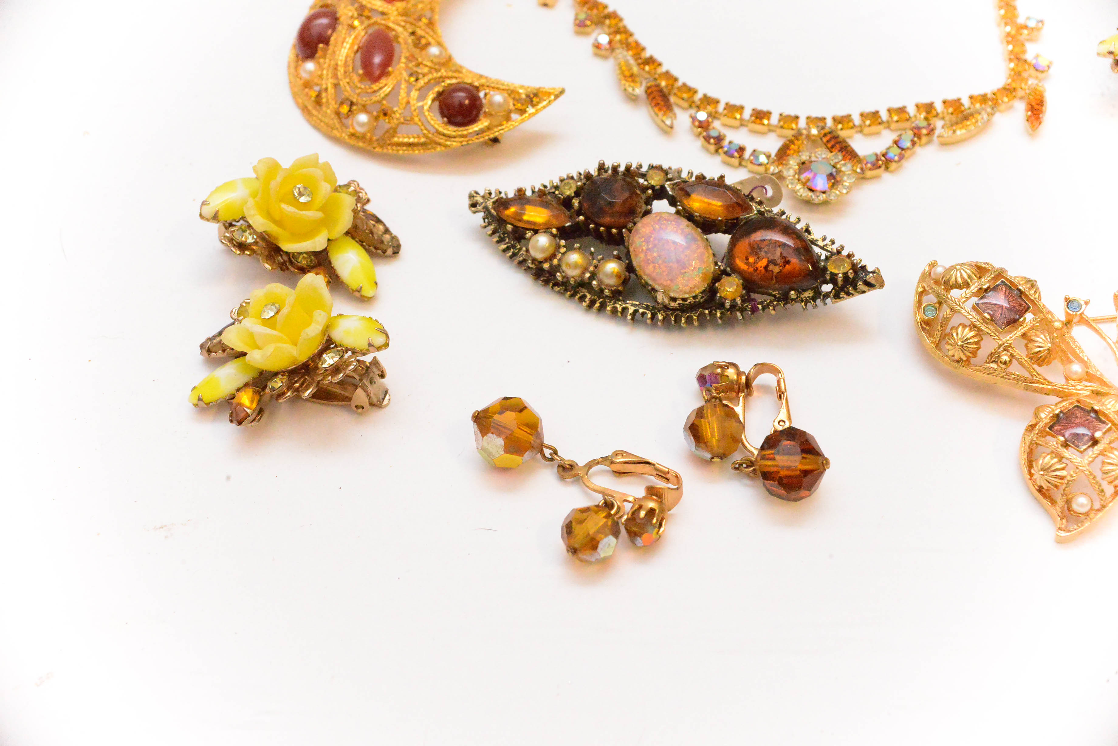 Group of Gold Tone Costume Jewelry