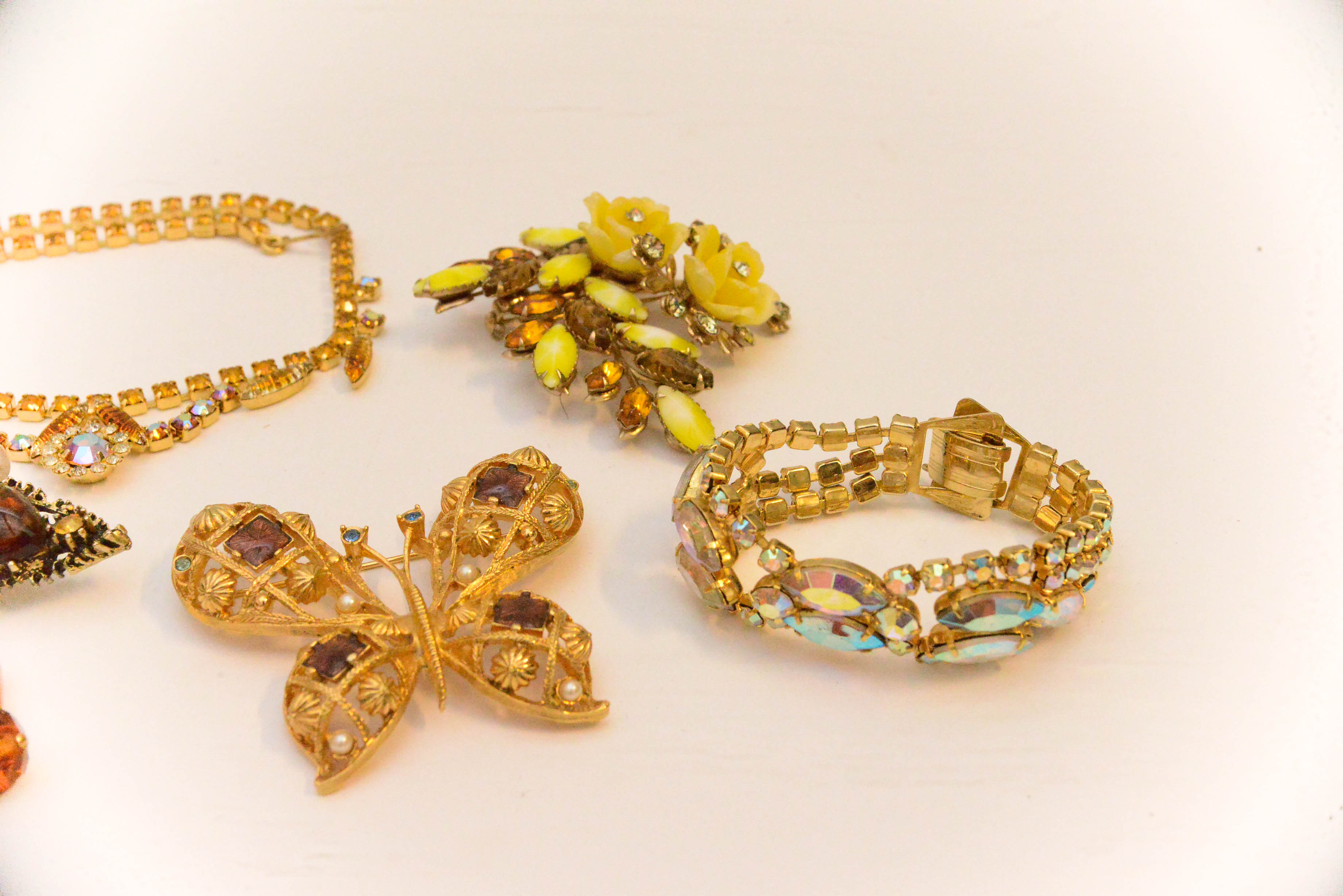 Group of Gold Tone Costume Jewelry