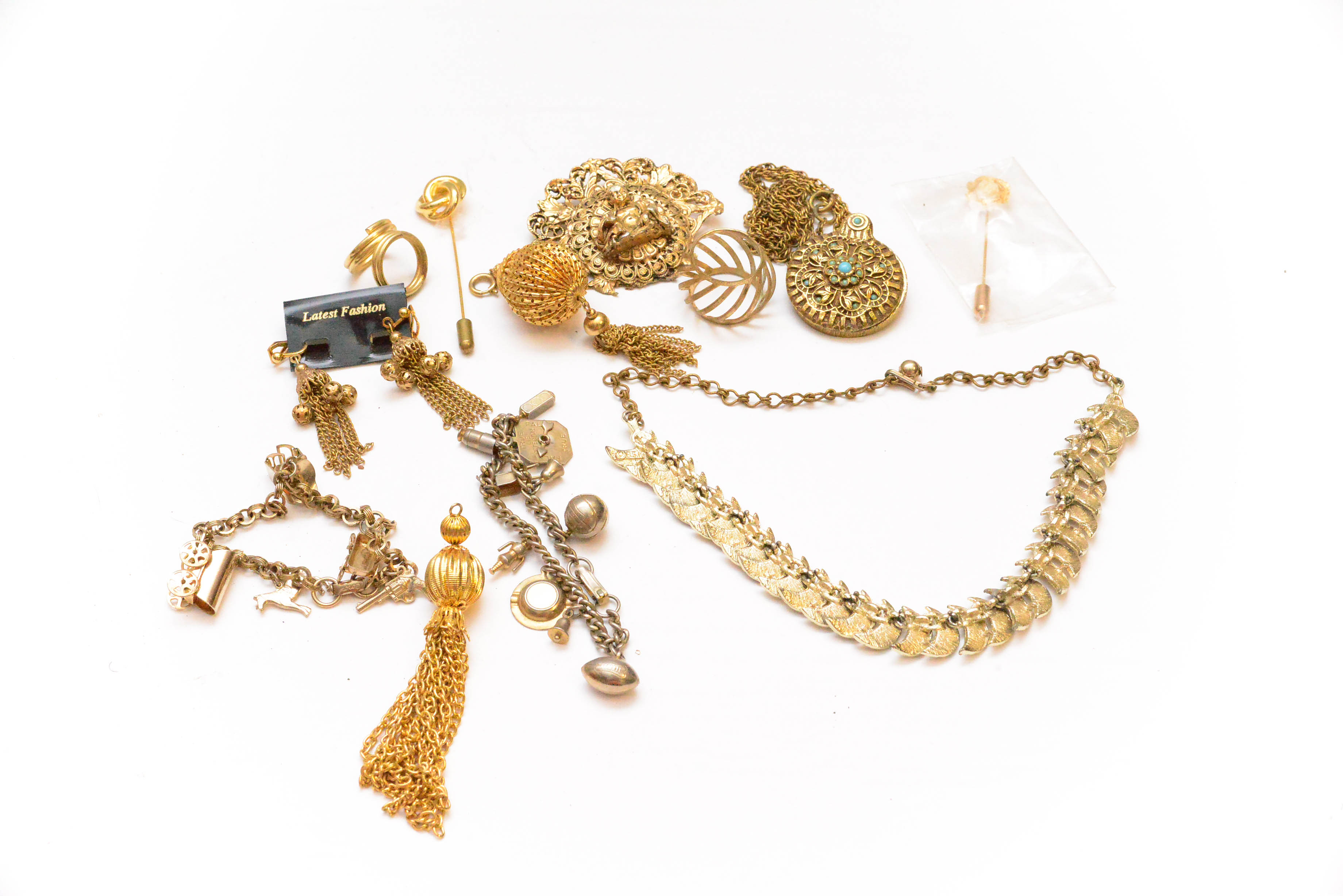 Grouping of Gold Tone Costume Jewelry