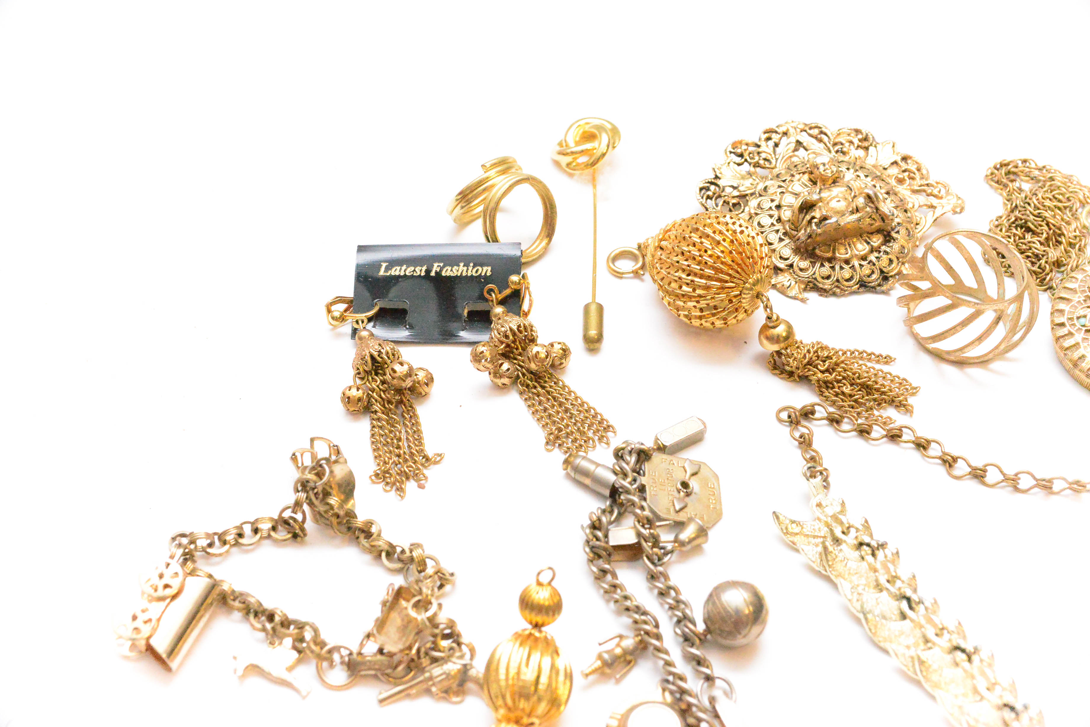 Grouping of Gold Tone Costume Jewelry