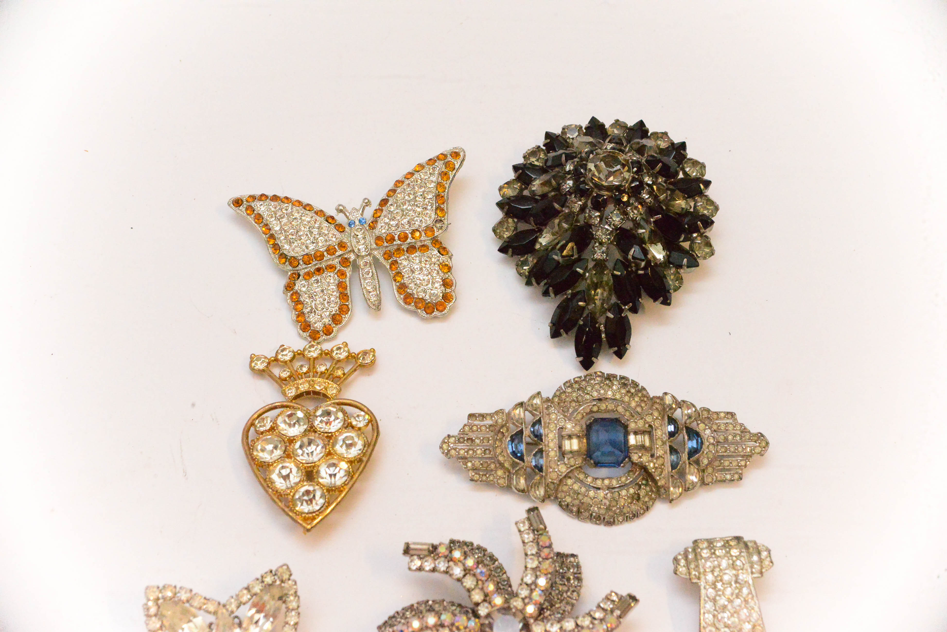 Grouping of Silver Tone Costume Brooches