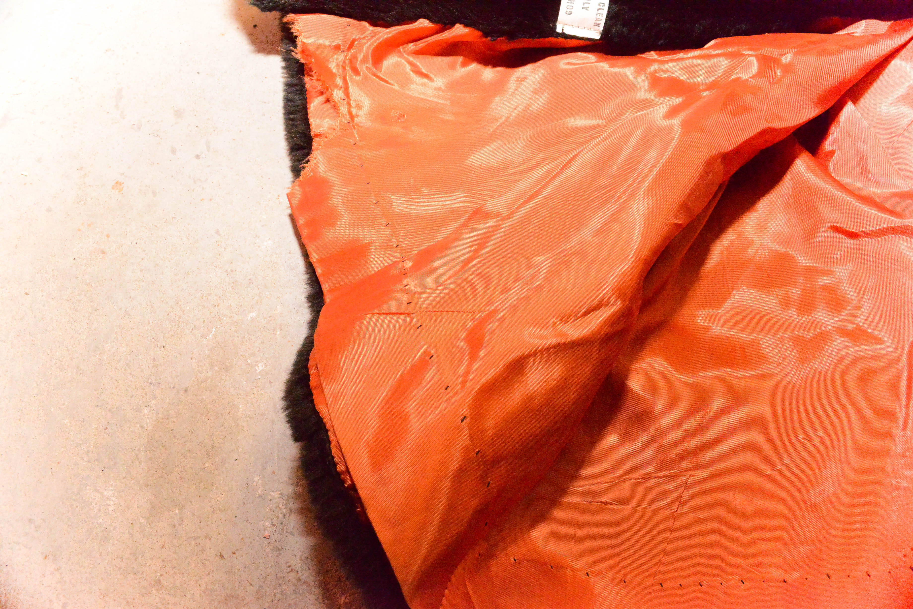 Vintage Orange Velour and Faux Fur Coat