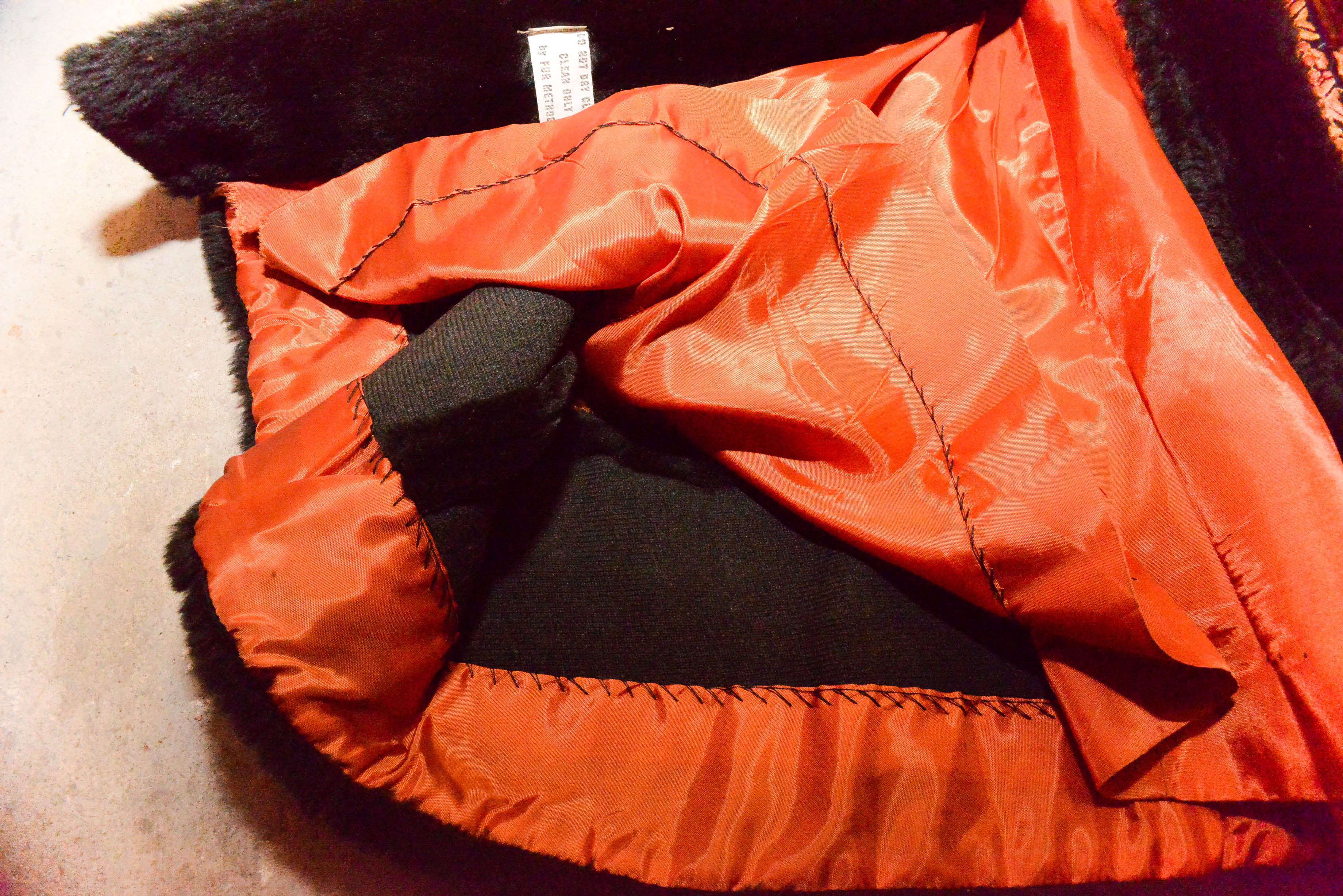 Vintage Orange Velour and Faux Fur Coat