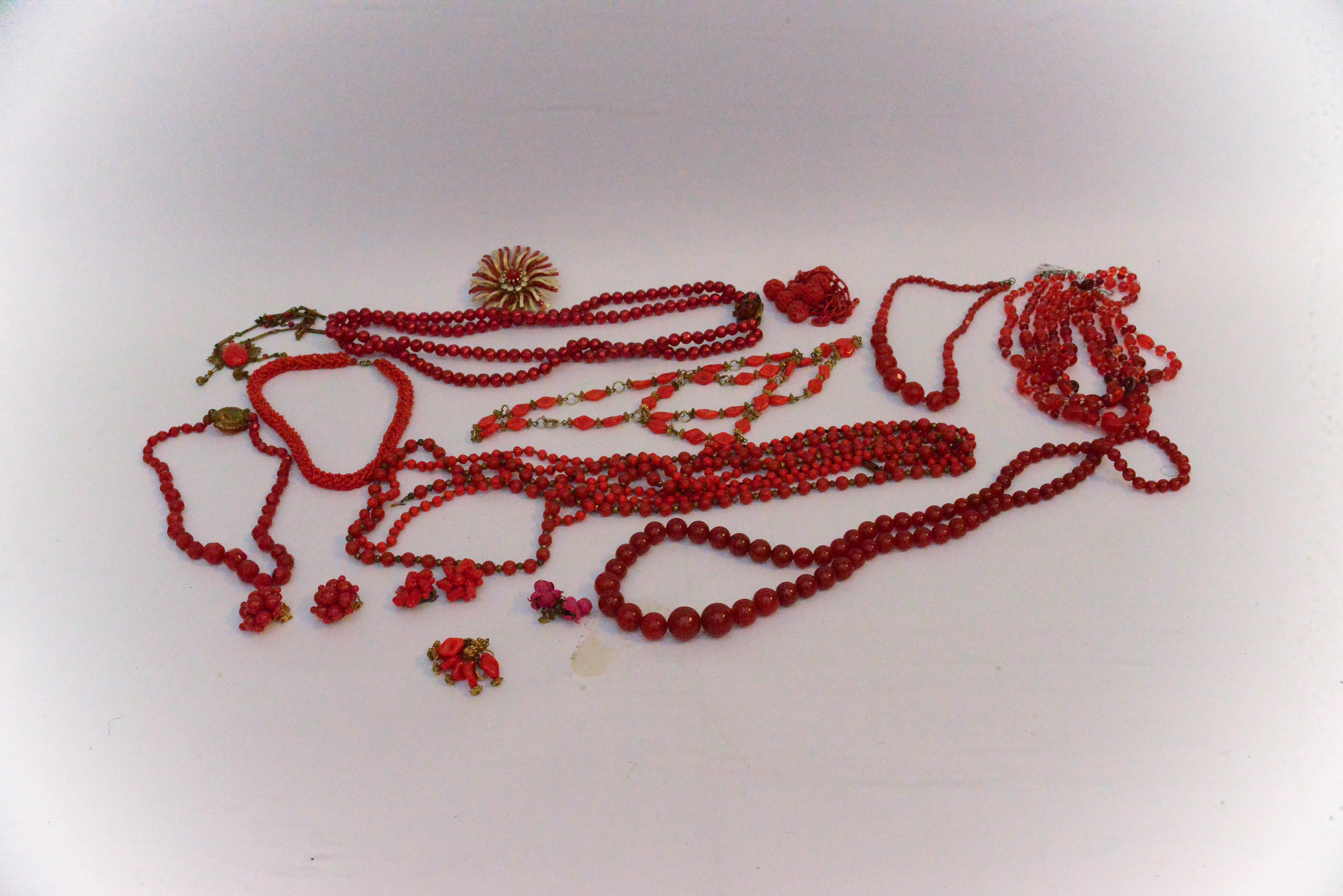 Grouping of Red Vintage Costume Jewelry Pieces