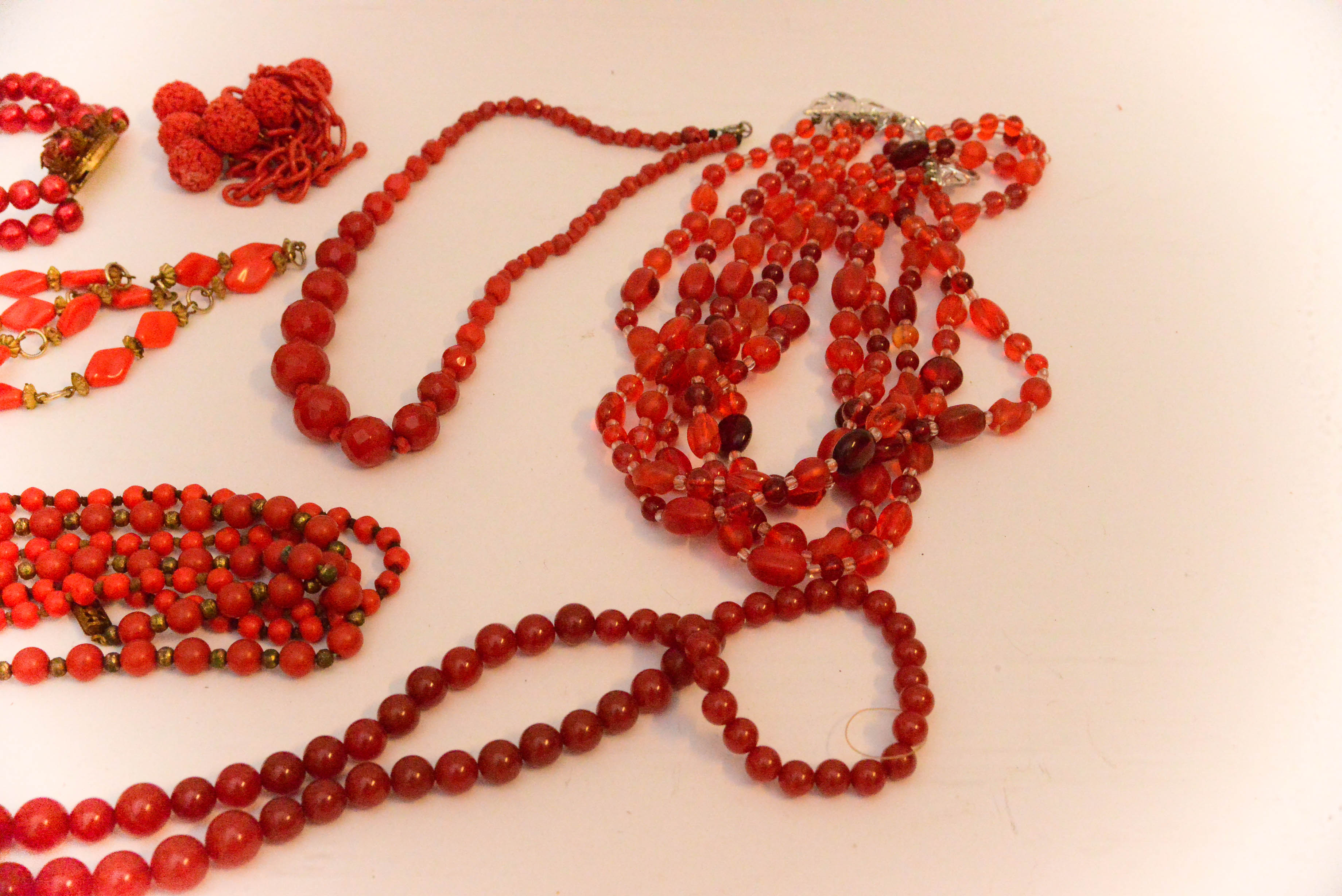 Grouping of Red Vintage Costume Jewelry Pieces