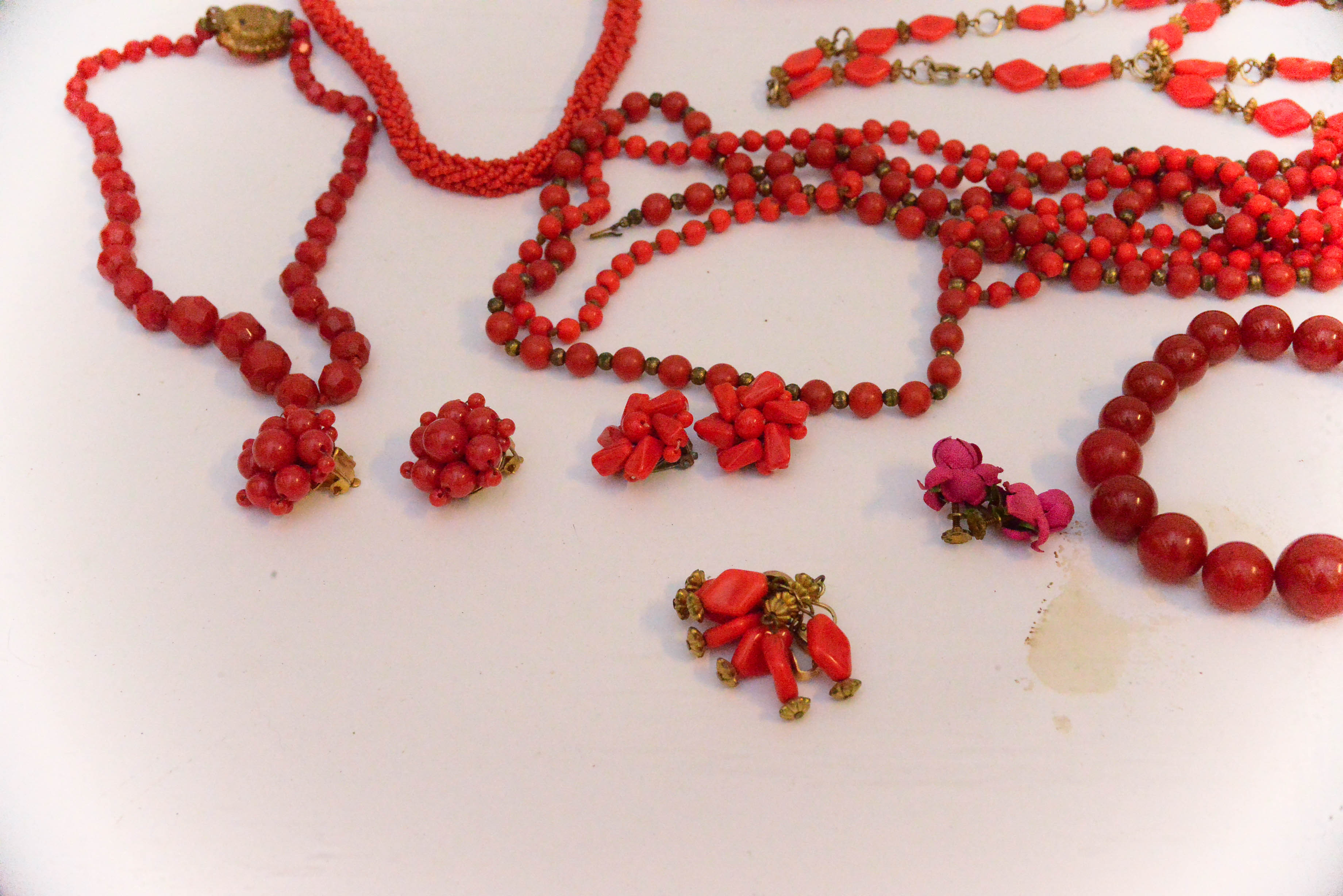 Grouping of Red Vintage Costume Jewelry Pieces
