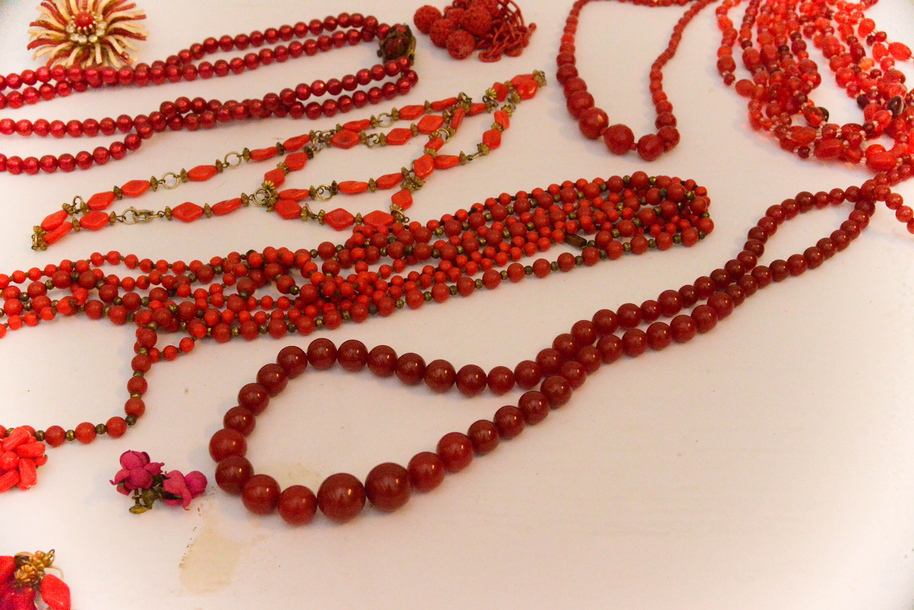 Grouping of Red Vintage Costume Jewelry Pieces